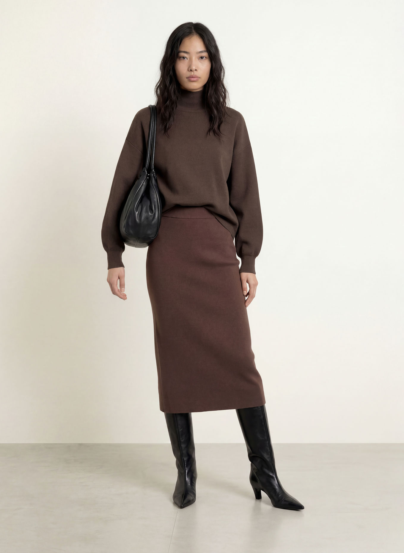 MSCH COPENHAGEN Trui met col MSCHMERCY: MARRON FONCÉ