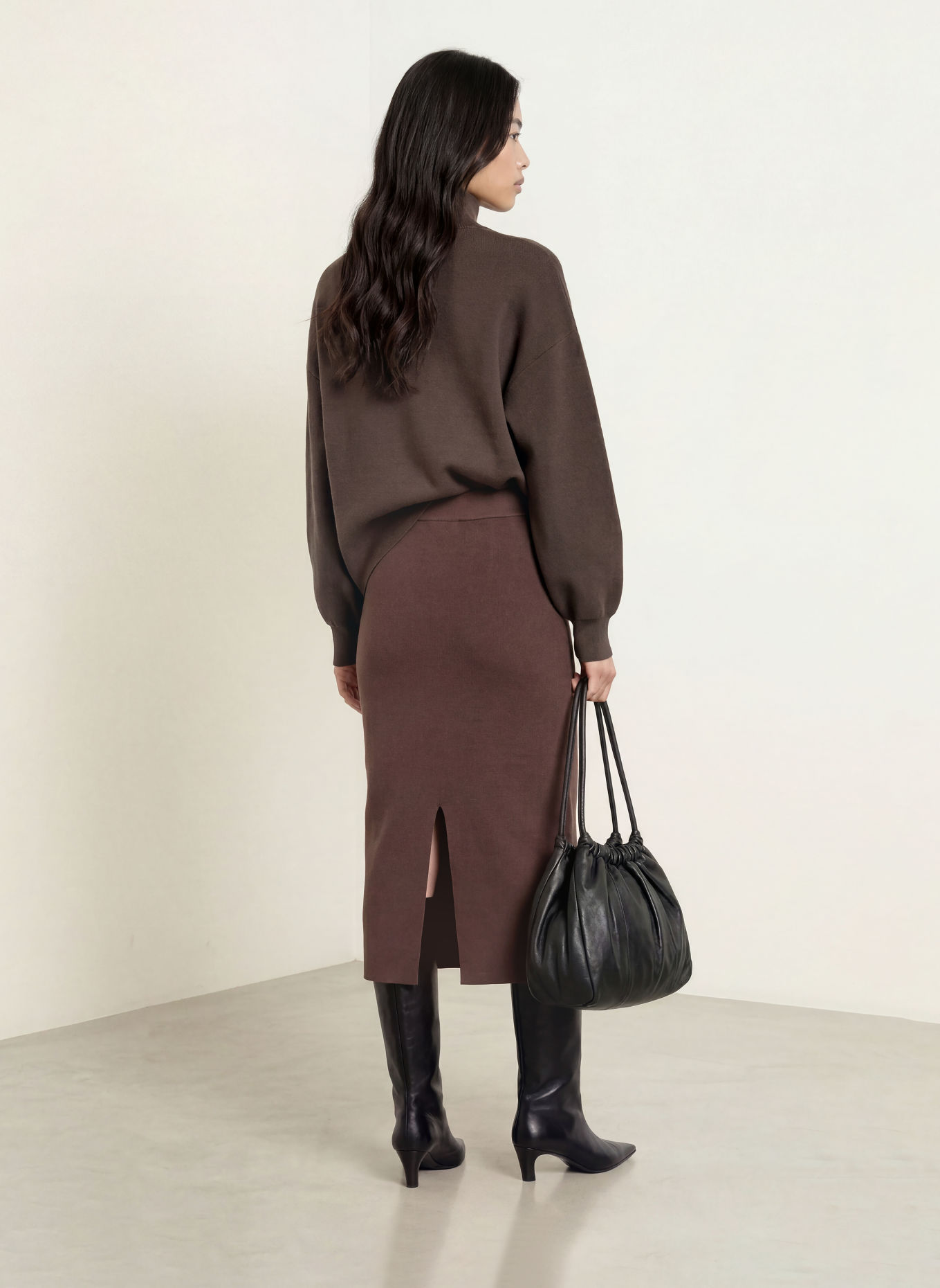 MSCH COPENHAGEN Trui met col MSCHMERCY: MARRON FONCÉ