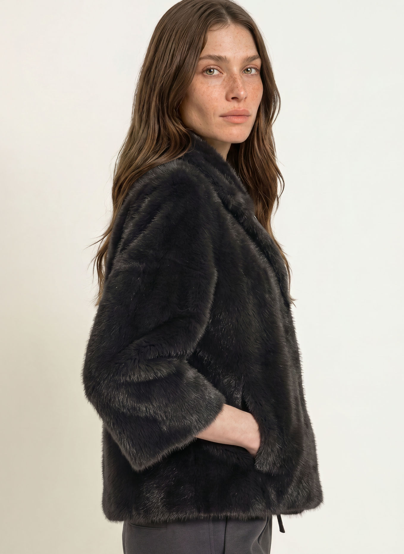 Juvia Faux fur jacket FEDORA: DARK GRAY