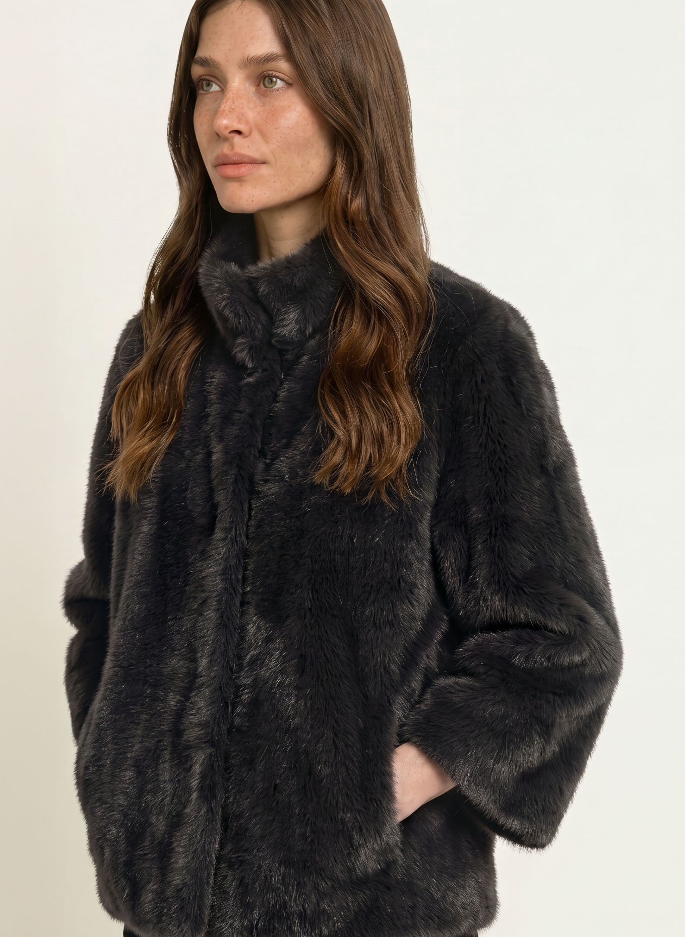 Juvia Faux fur jacket FEDORA: DARK GRAY