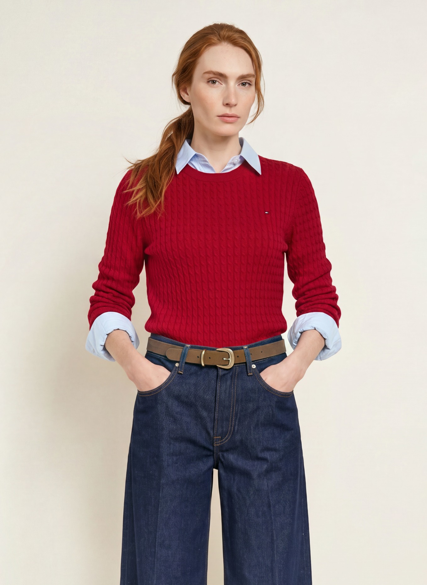 TOMMY HILFIGER pull: ROUGE