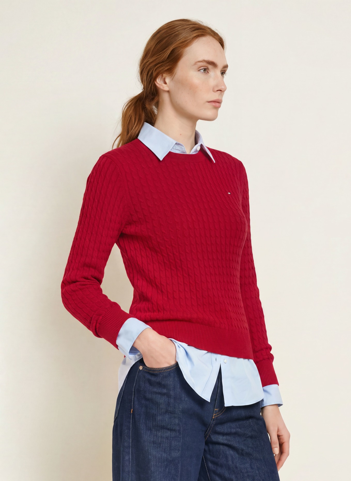 TOMMY HILFIGER pull: ROUGE