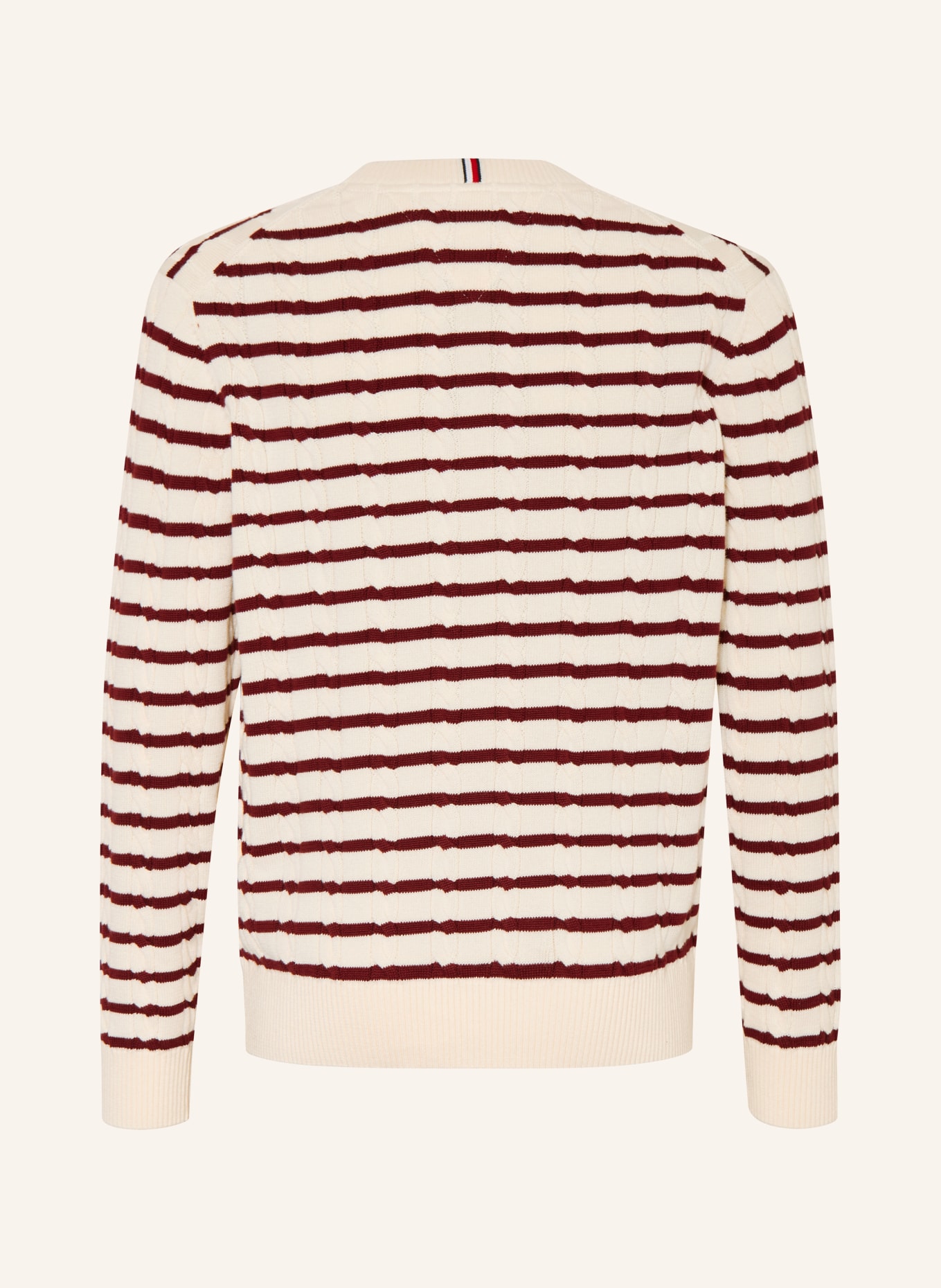 TOMMY HILFIGER Pullover: CREME / DUNKELROT