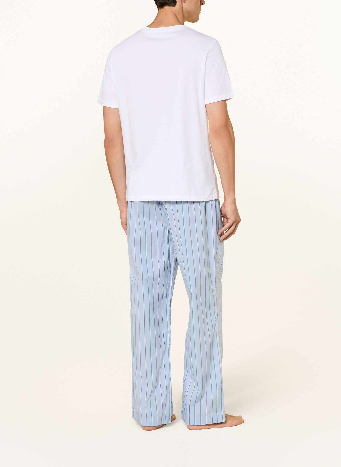 TOMMY HILFIGER Pajama bottoms: LIGHT BLUE / GREEN / WHITE