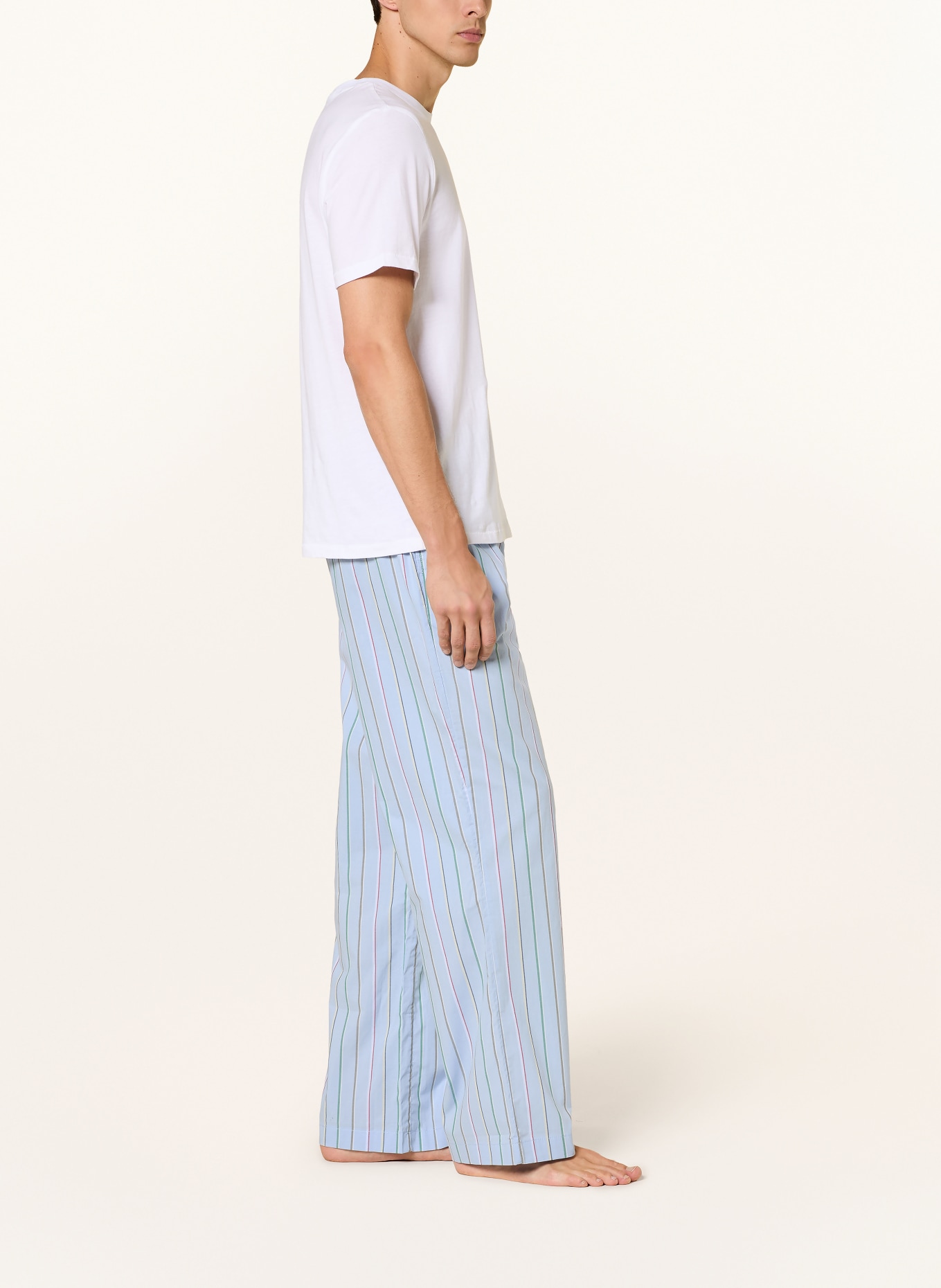 TOMMY HILFIGER Pajama bottoms: LIGHT BLUE / GREEN / WHITE