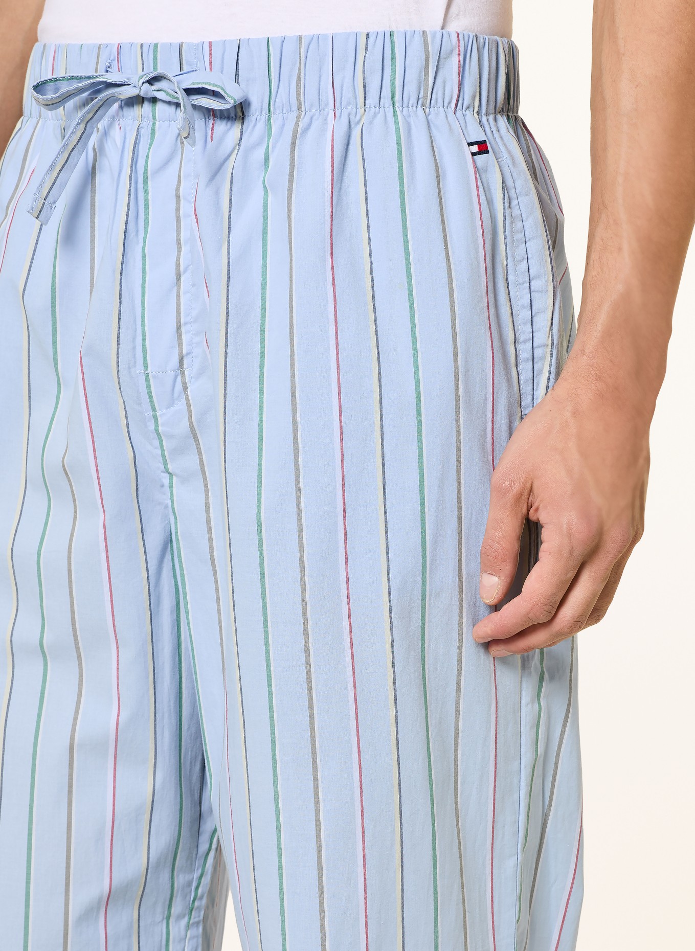 TOMMY HILFIGER Pajama bottoms: LIGHT BLUE / GREEN / WHITE