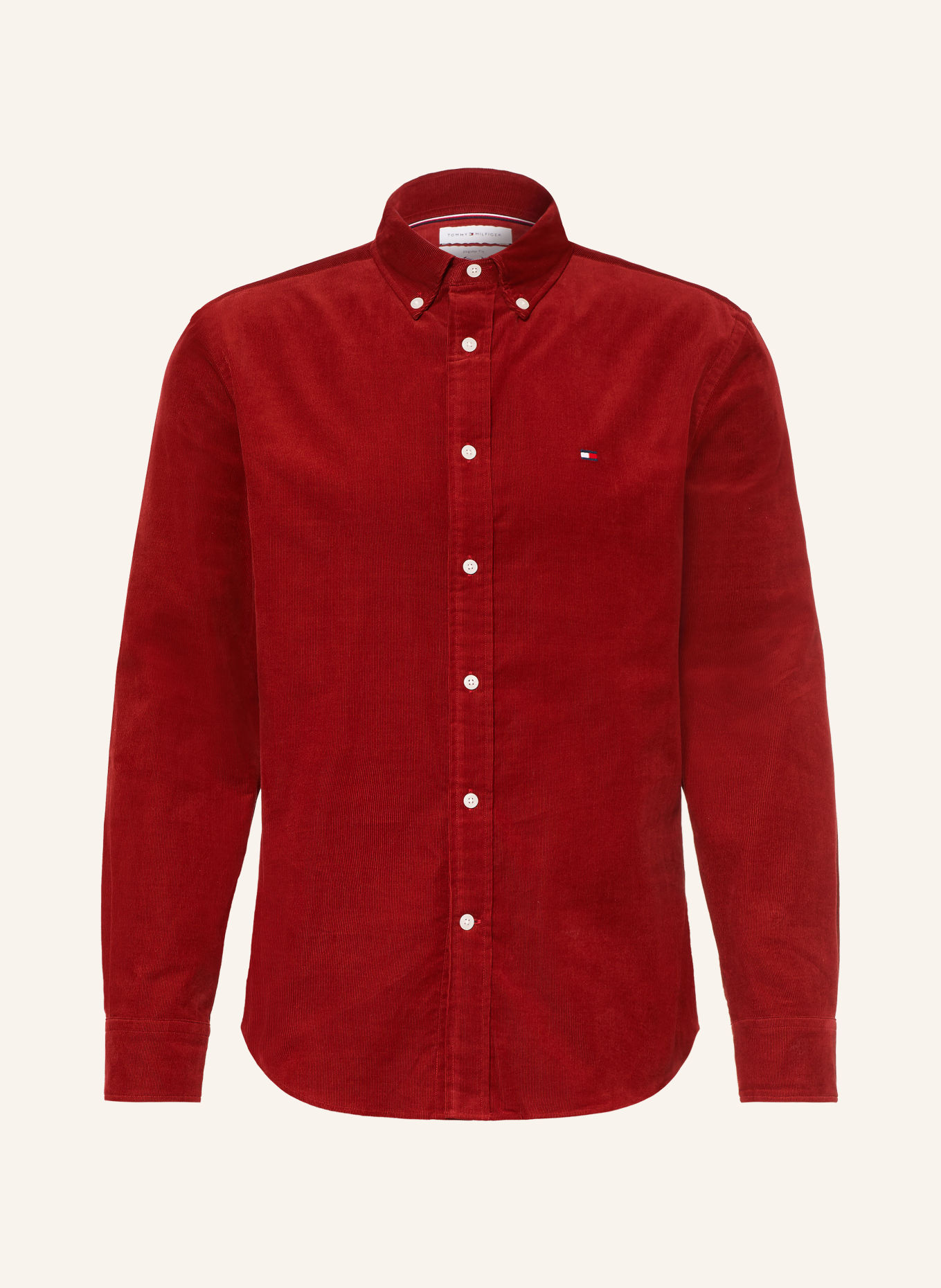 TOMMY HILFIGER Chemise en velours côtelé coupe regular: ROUGE