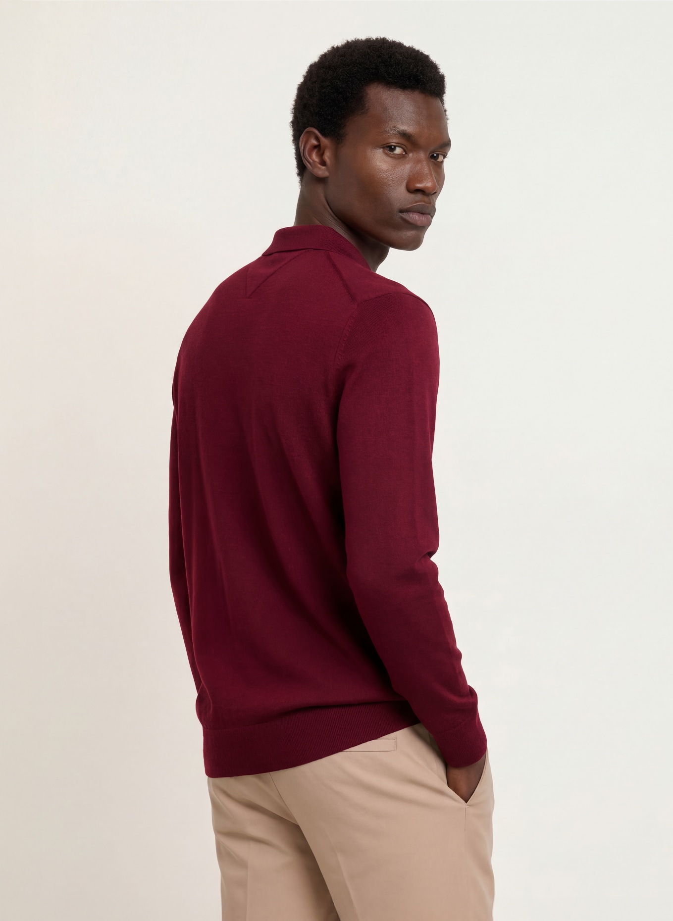 TOMMY HILFIGER Strick-Poloshirt: DUNKELROT
