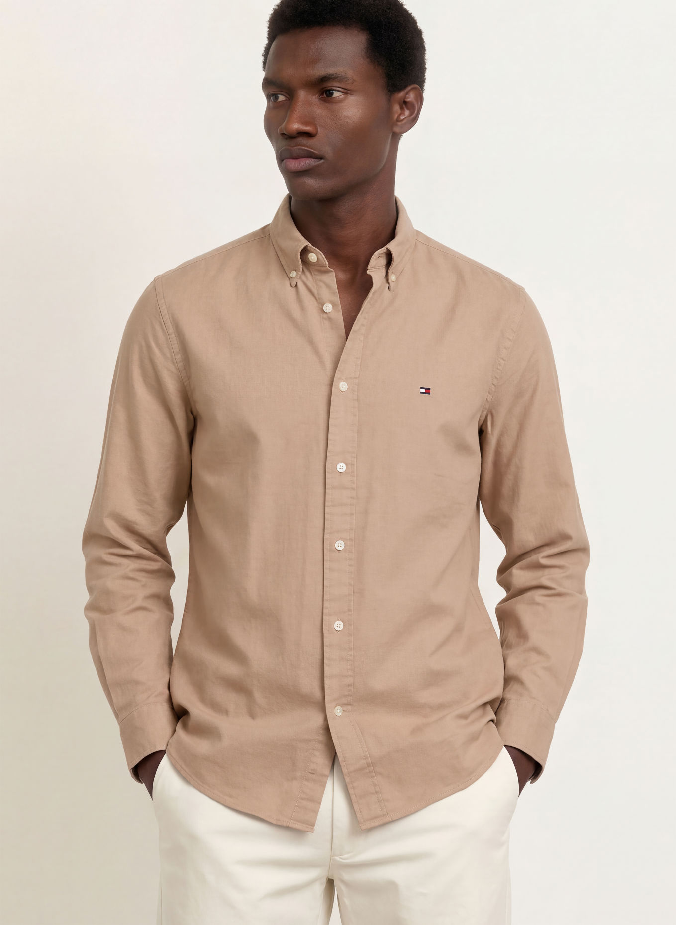 TOMMY HILFIGER Flanellhemd Regular Fit: BEIGE