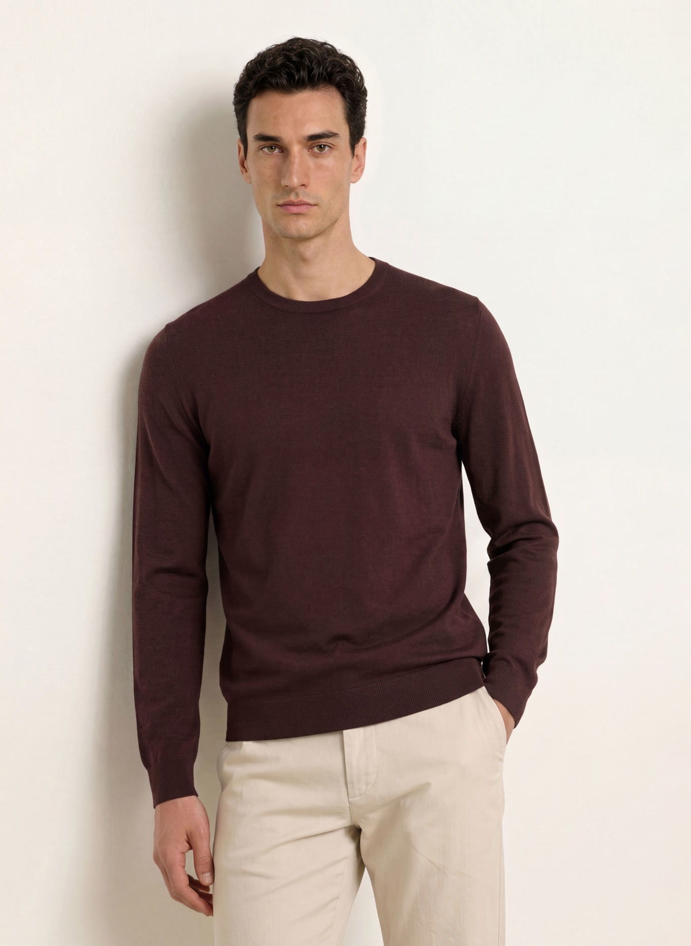 OLYMP Pullover aus Merinowolle: DUNKELROT