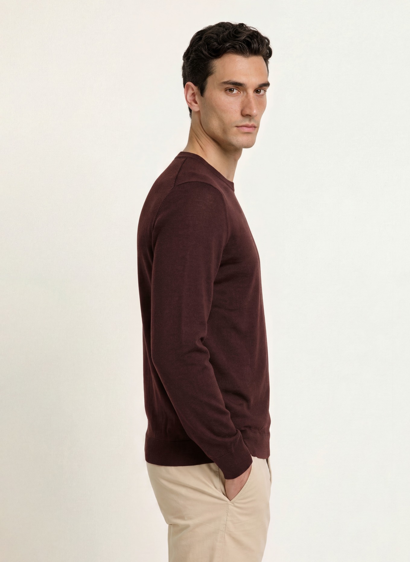 OLYMP Pullover aus Merinowolle: DUNKELROT