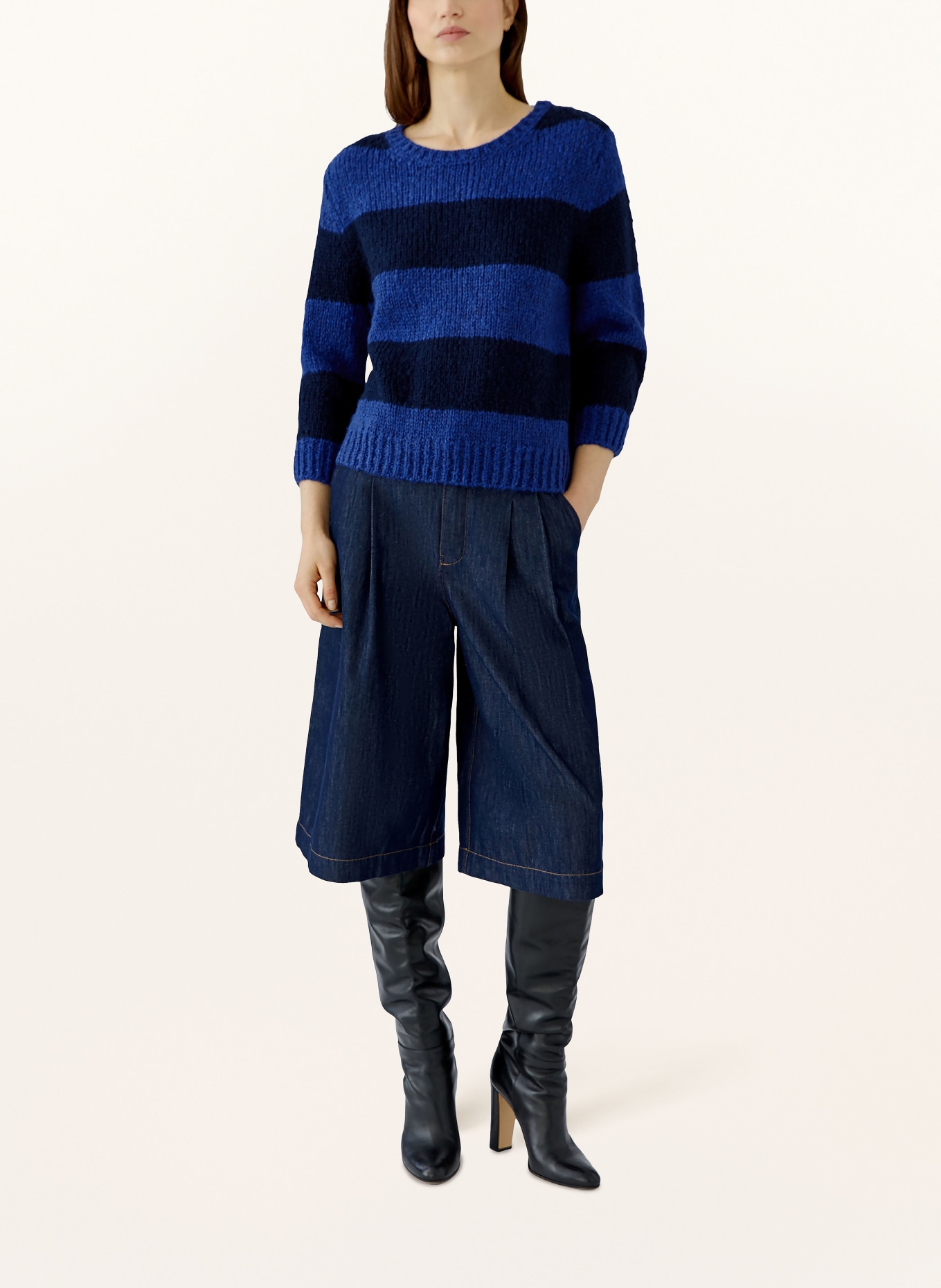 oui Pullover mit 3/4-Arm: DUNKELBLAU / BLAU