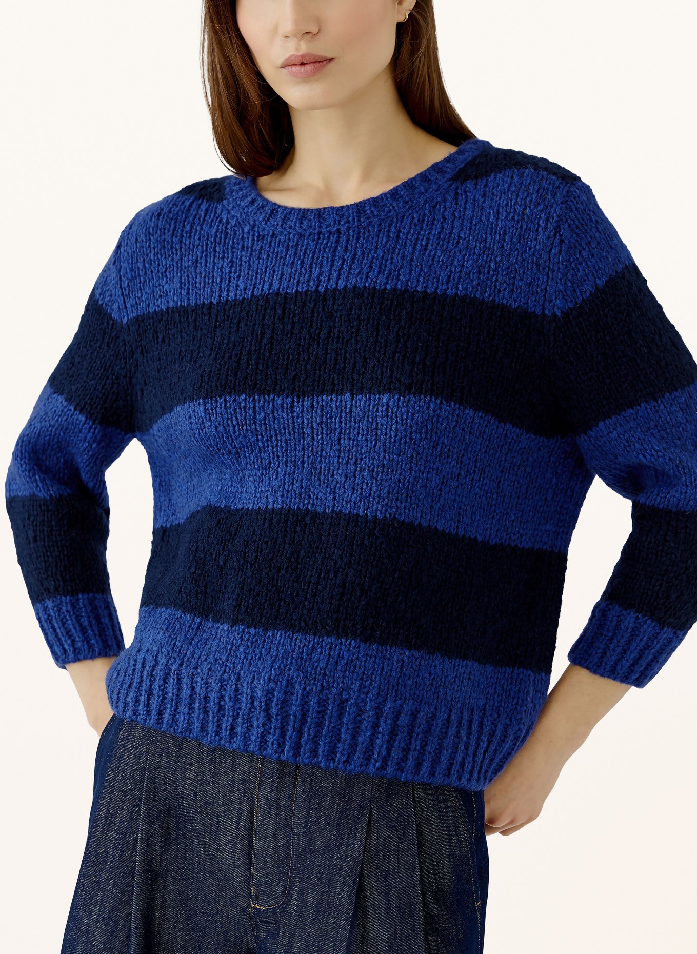 oui Pullover mit 3/4-Arm: DUNKELBLAU / BLAU