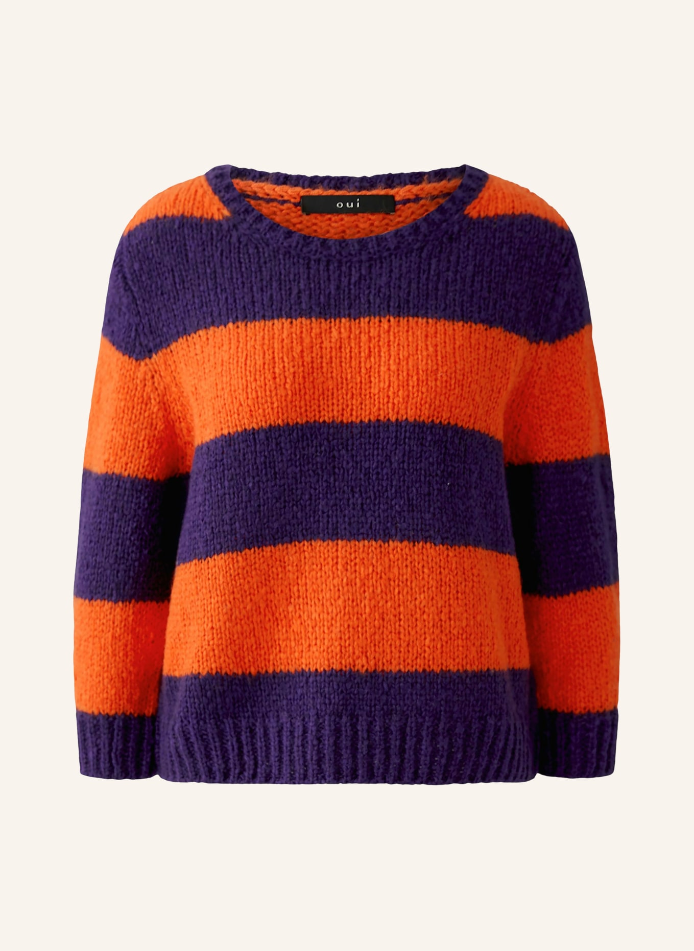 oui Pullover mit 3/4-Arm: ORANGE / DUNKELLILA