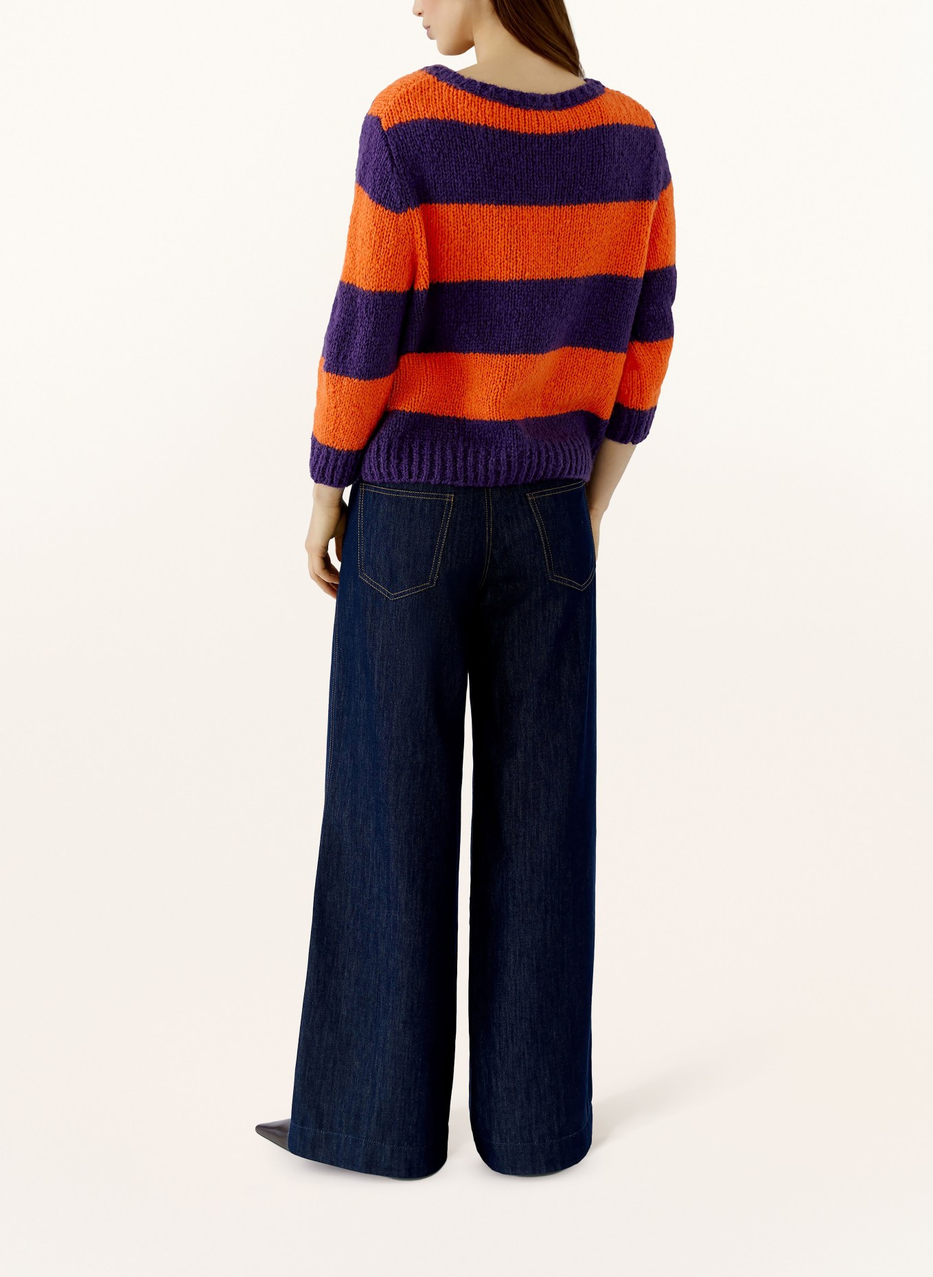 oui Pullover mit 3/4-Arm: ORANGE / DUNKELLILA
