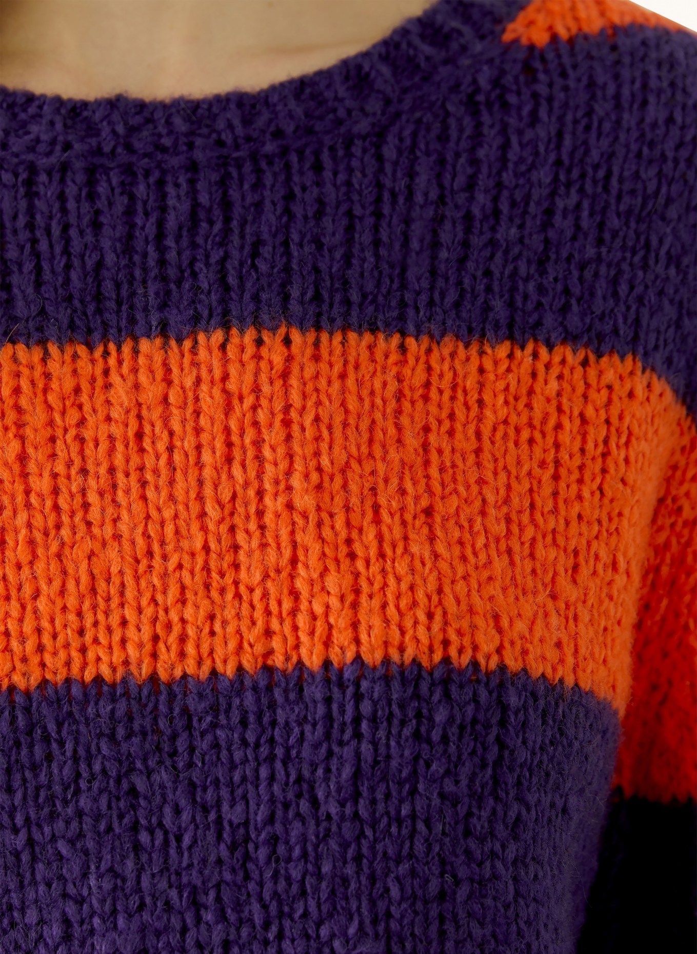 oui Pullover mit 3/4-Arm: ORANGE / DUNKELLILA