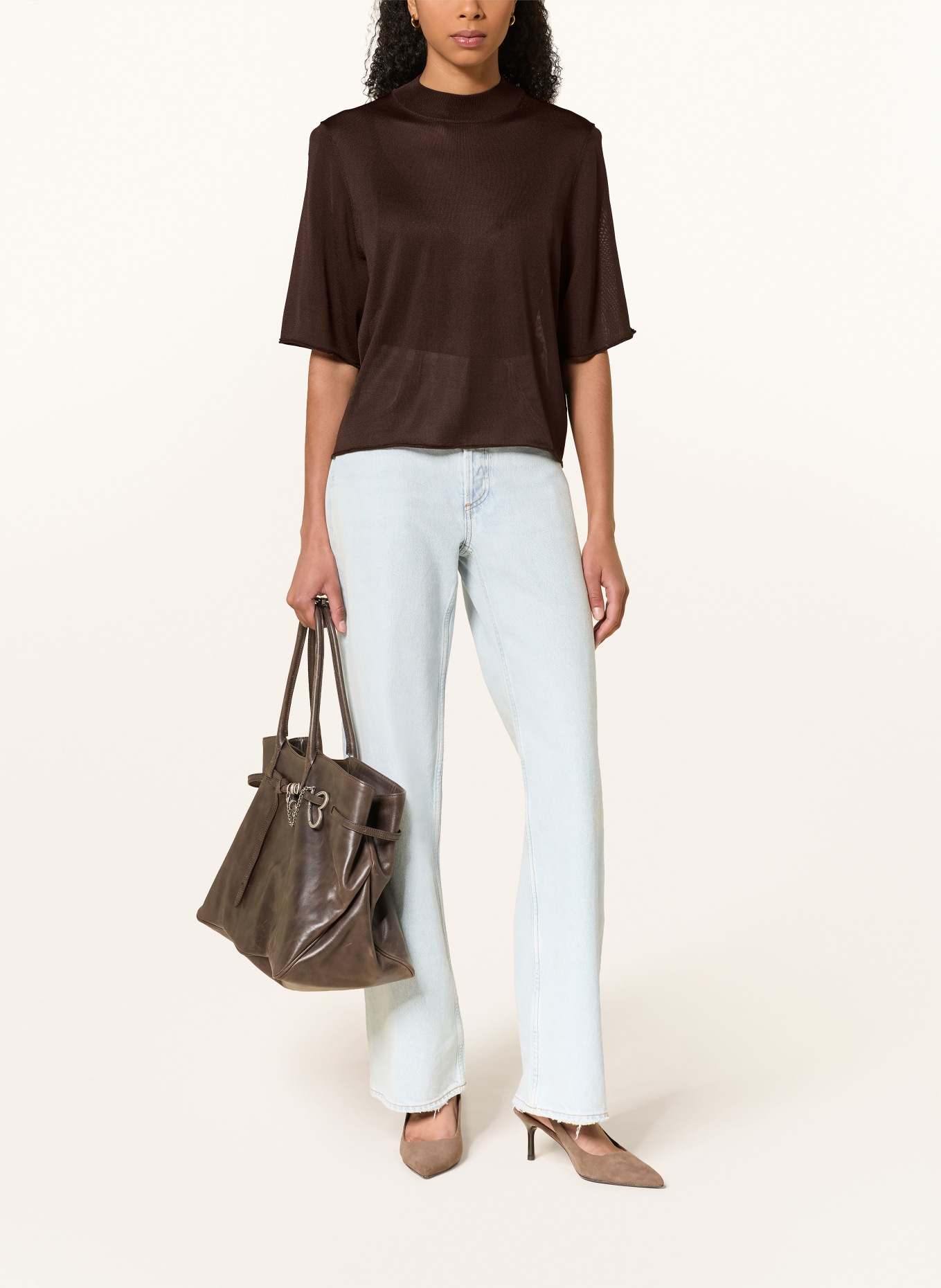 DRYKORN Gebreid shirt NISLE_2: MARRON FONCÉ