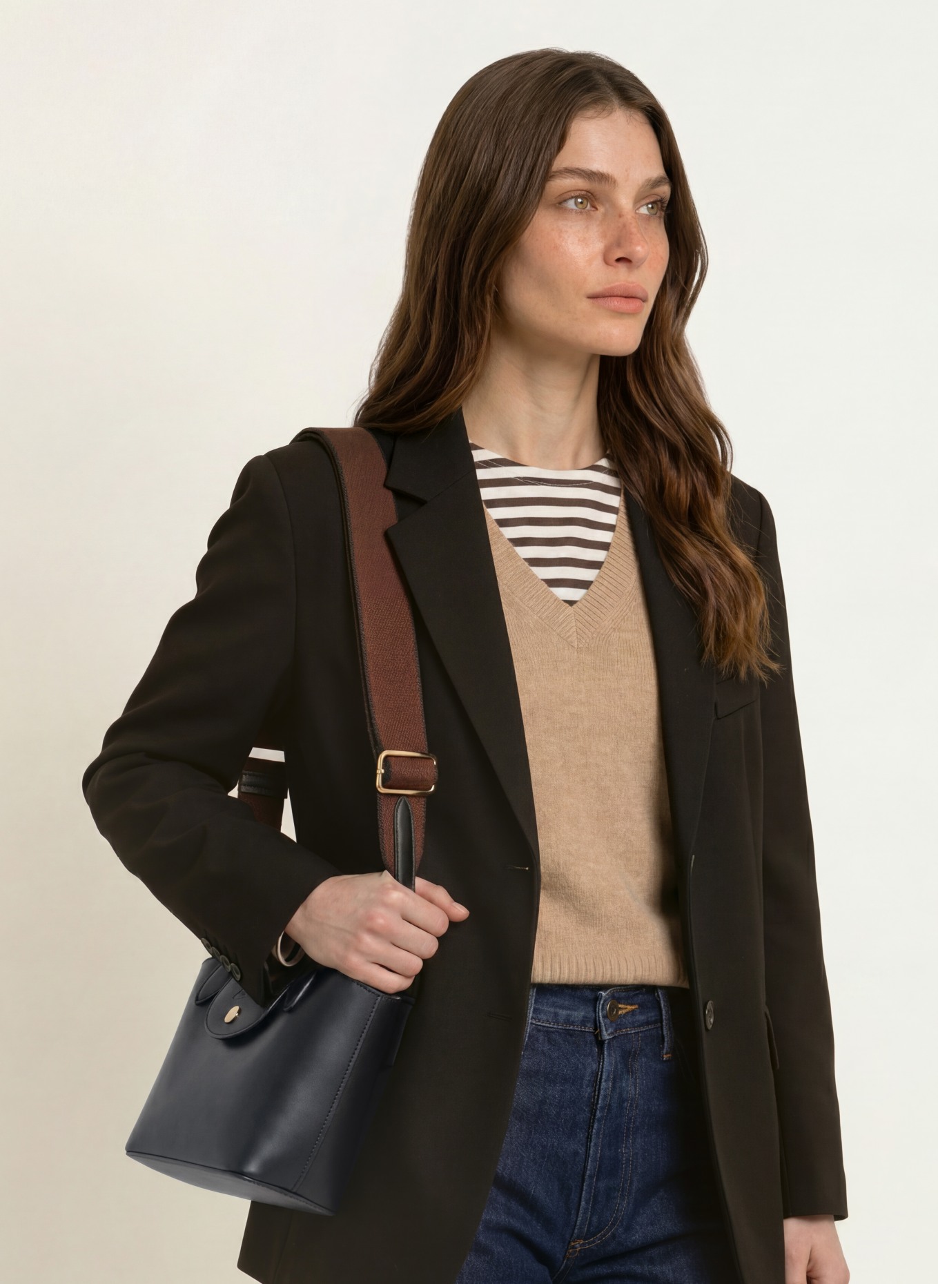 LONGCHAMP Axelväska ÉPURE XS: SVART / MÖRKBRUN