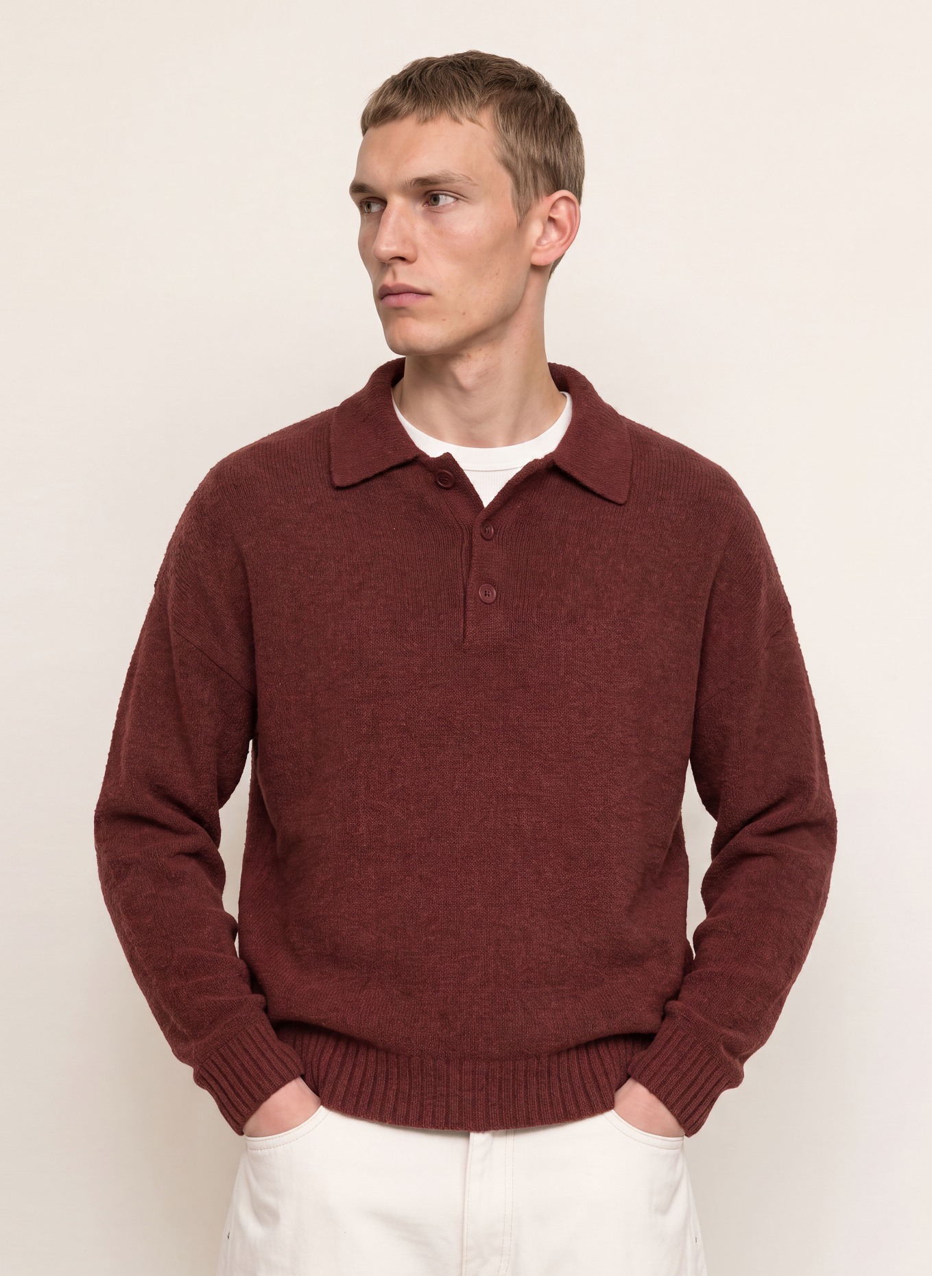 DRYKORN Bouclé sweater BEKKET: DARK RED