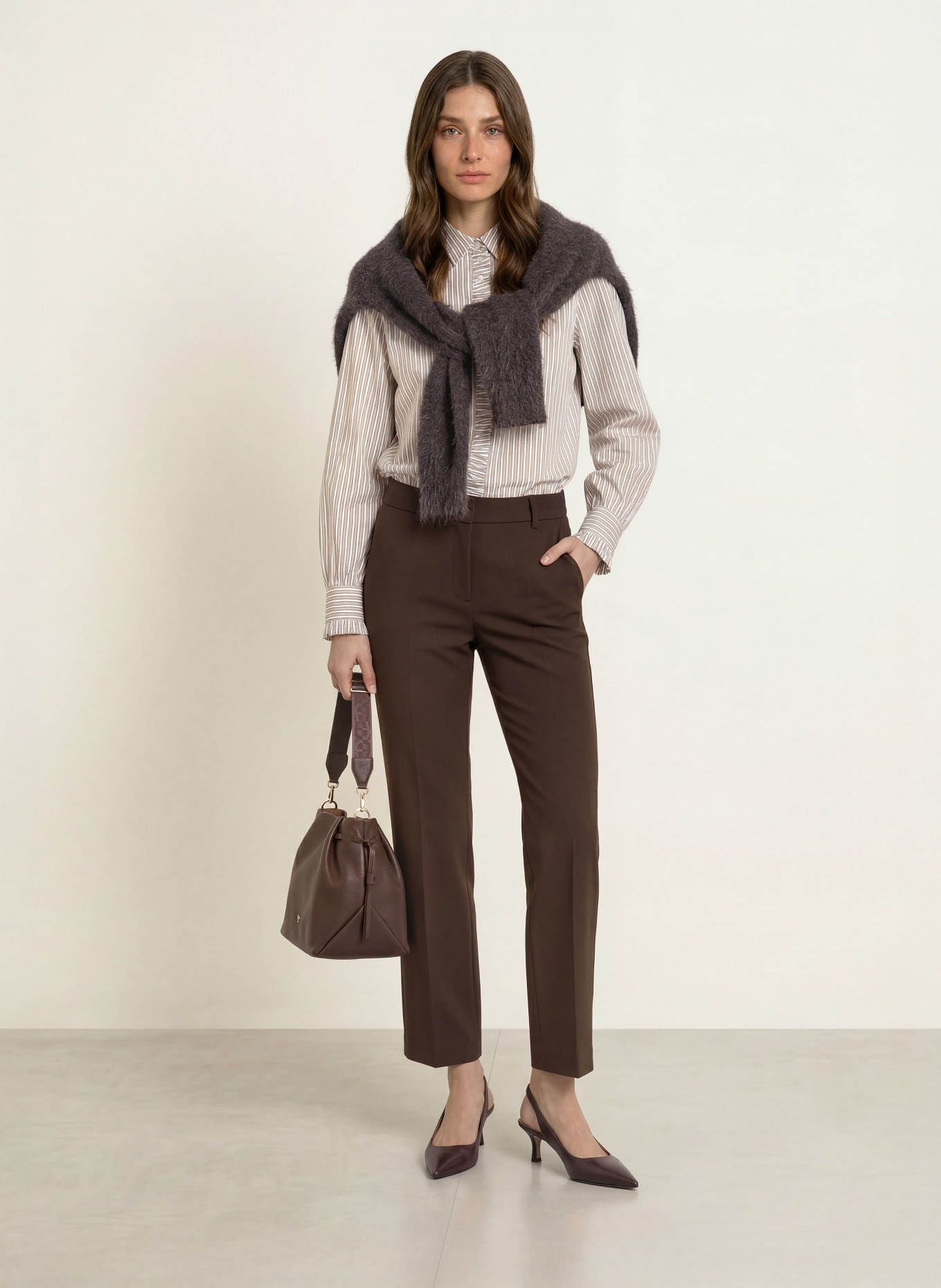 SEDUCTIVE LUCASSE trousers: DARK BROWN