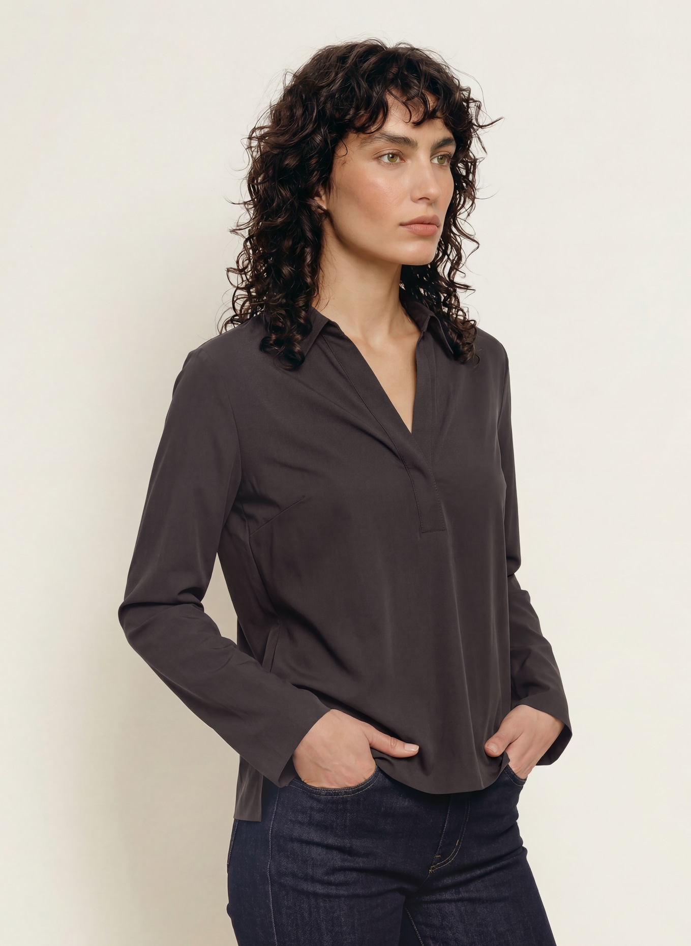 RAFFAELLO ROSSI MARLIE blouse shirt: DARK BROWN