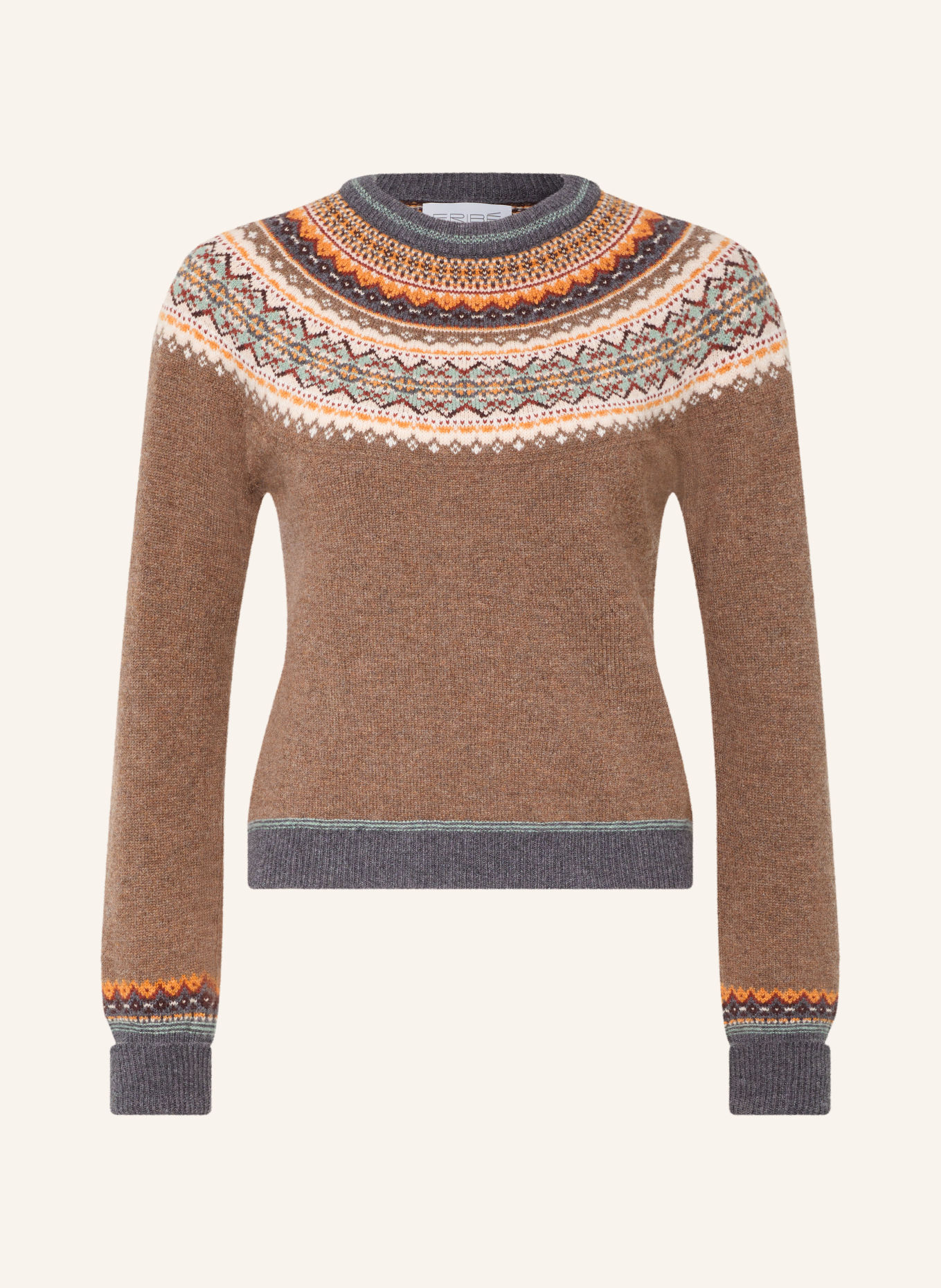 ERIBÉ Pullover ALPINE: BRAUN / COGNAC / WEISS