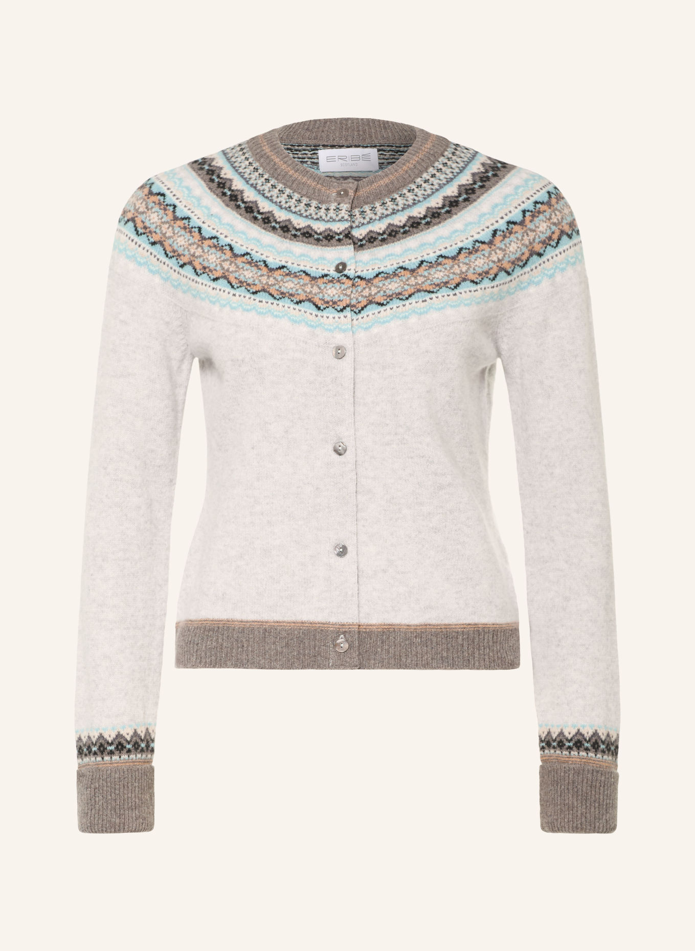 ERIBÉ Strickjacke ALPINE: HELLGRAU / GRAU / HELLBLAU