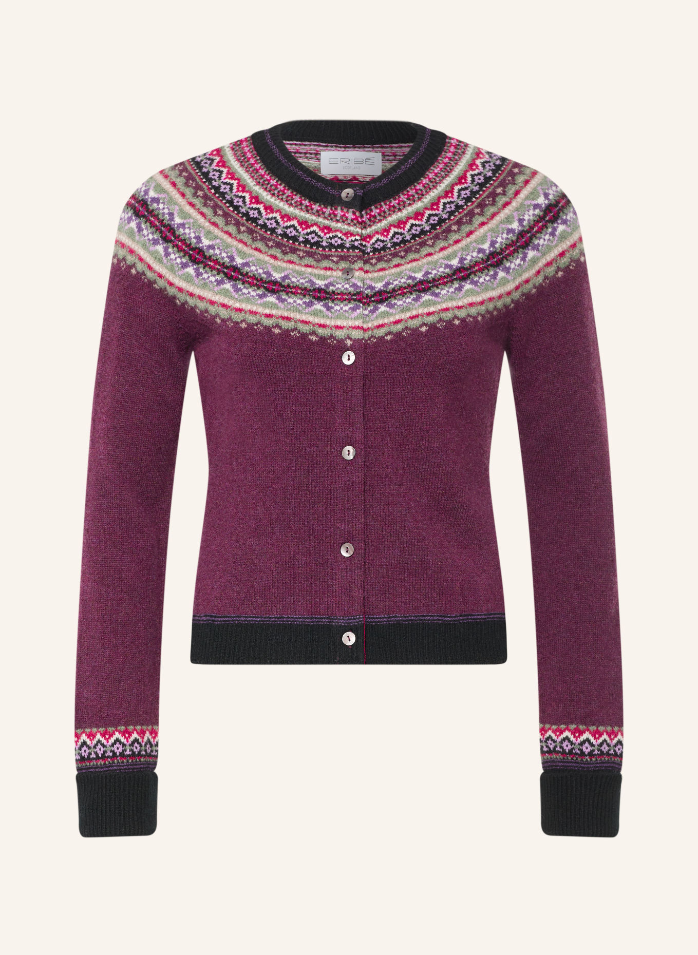 ERIBÉ Strickjacke ALPINE: DUNKELLILA / LILA / OLIV