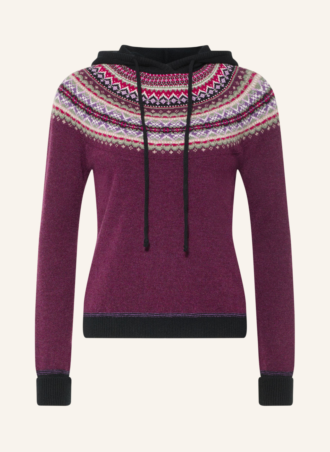 ERIBÉ Strick-Hoodie ALPINE: DUNKELLILA / HELLLILA / OLIV