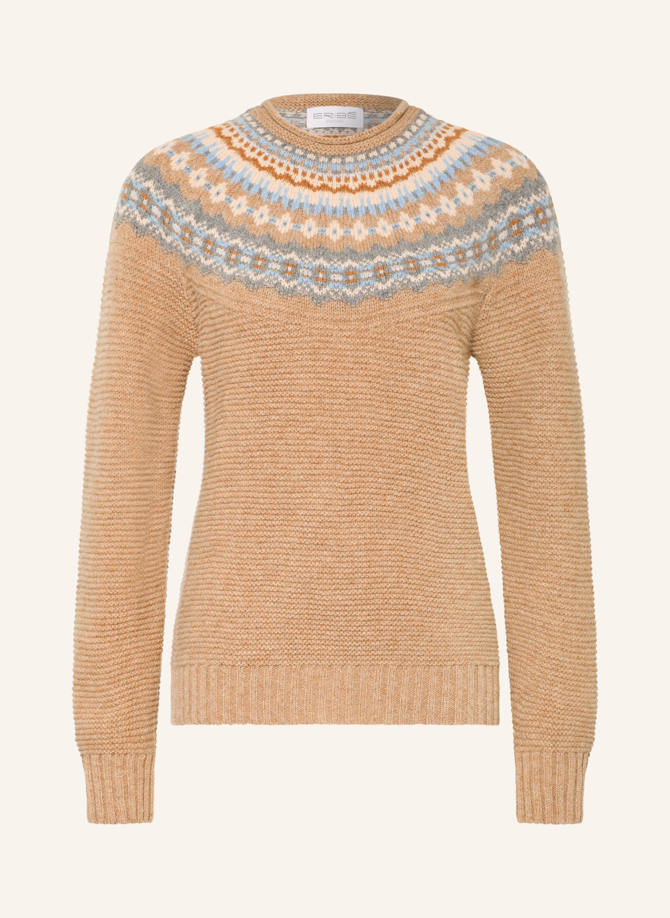 ERIBÉ Pullover STONEYBREK: BEIGE / GRAU / HELLBLAU