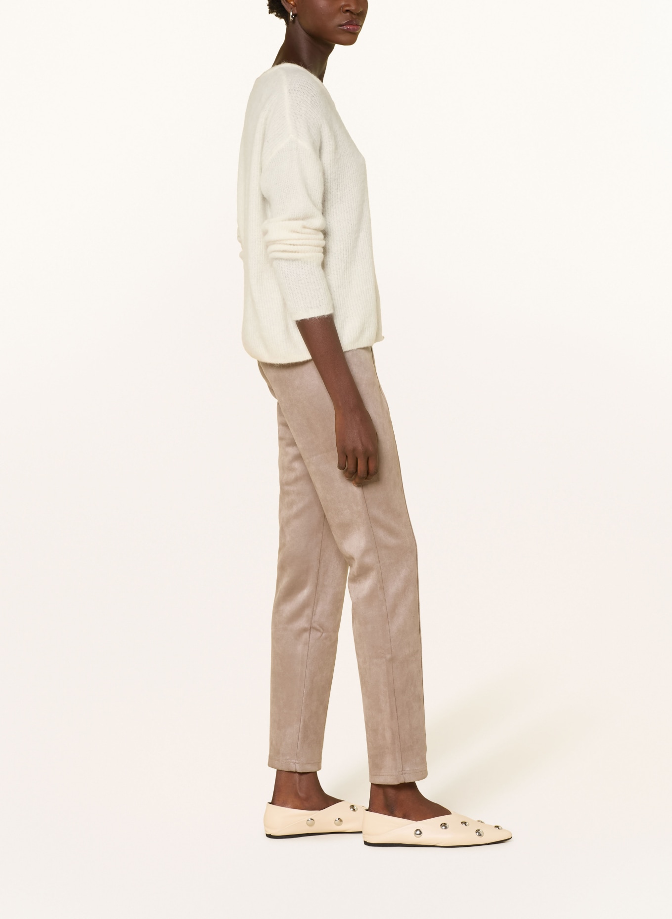 Betty Barclay Hose in Lederoptik: BEIGE