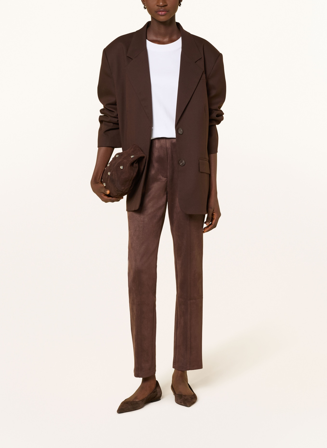 Betty Barclay Leather-look pants: DARK BROWN