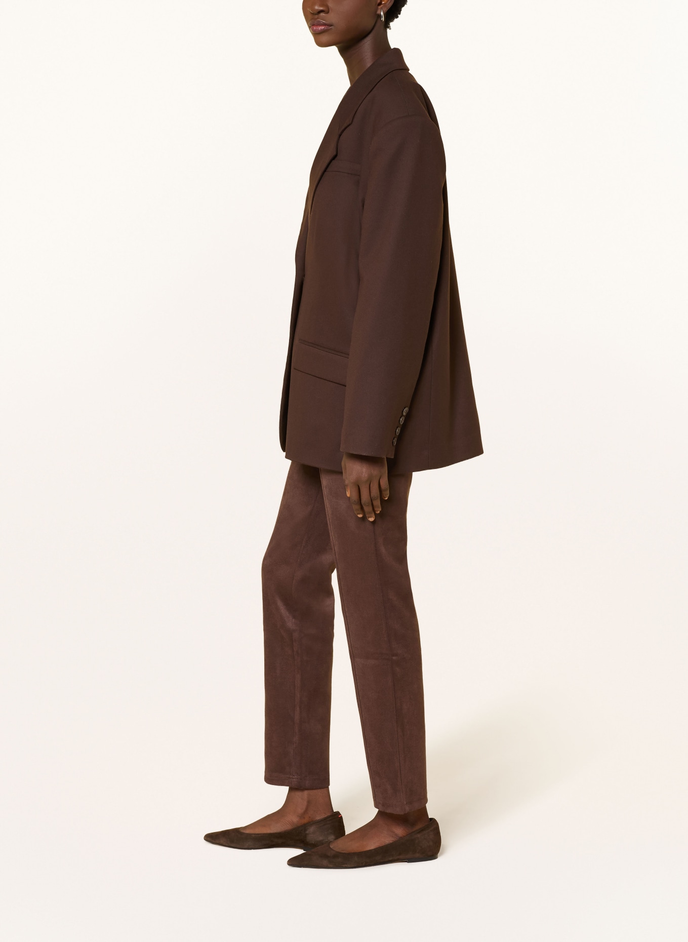 Betty Barclay Leather-look pants: DARK BROWN