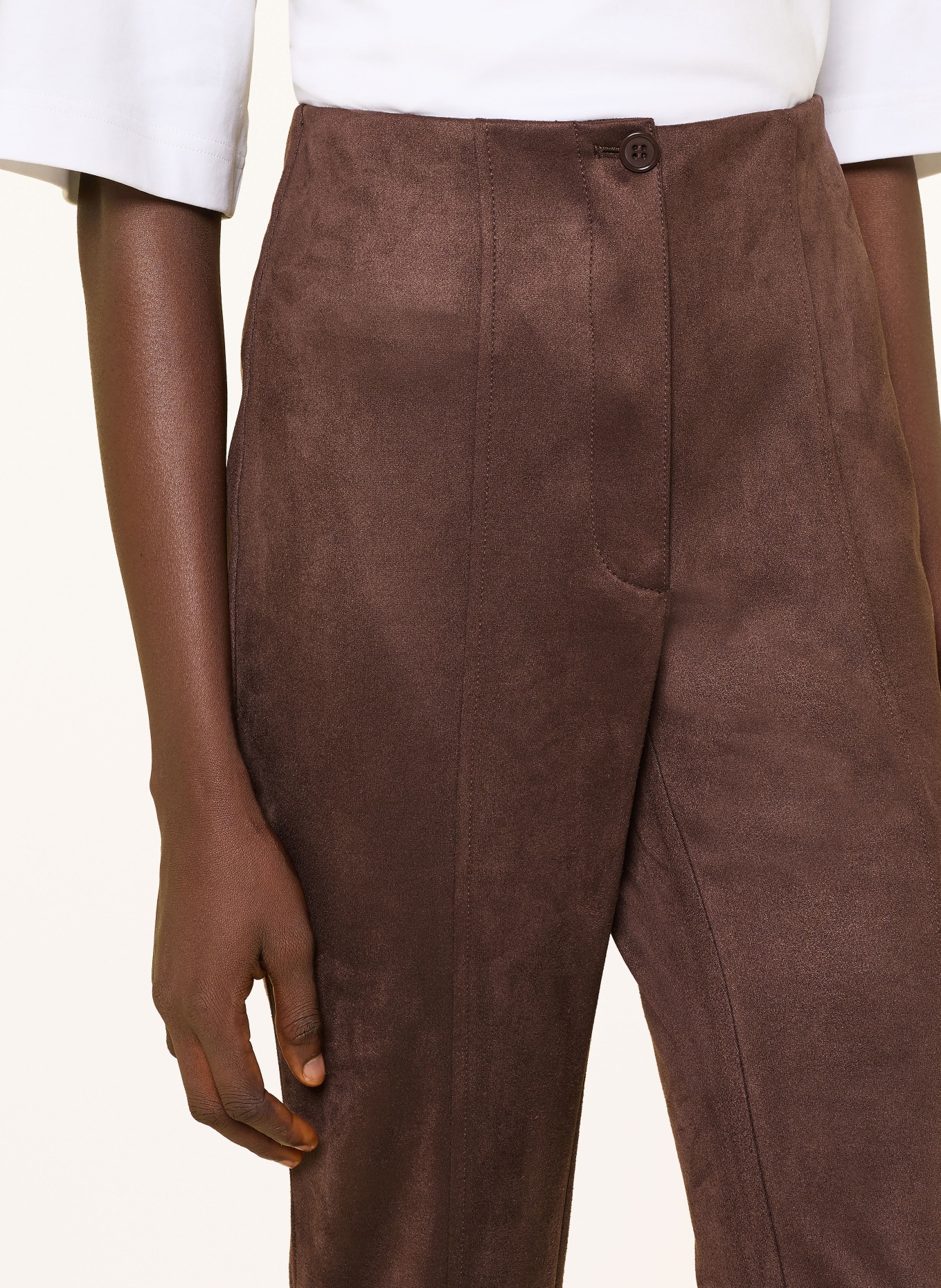 Betty Barclay Leather-look pants: DARK BROWN
