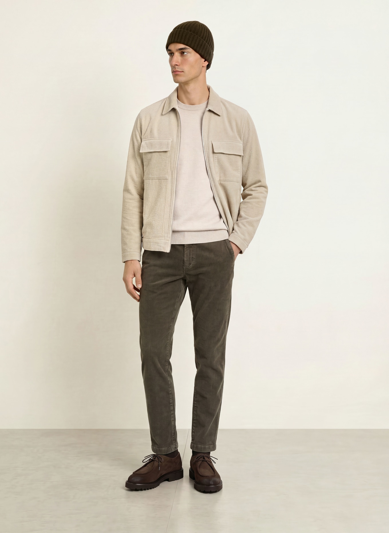ALBERTO Cordhose JUMP im Jogging-Stil Slim Fit: GRÜN