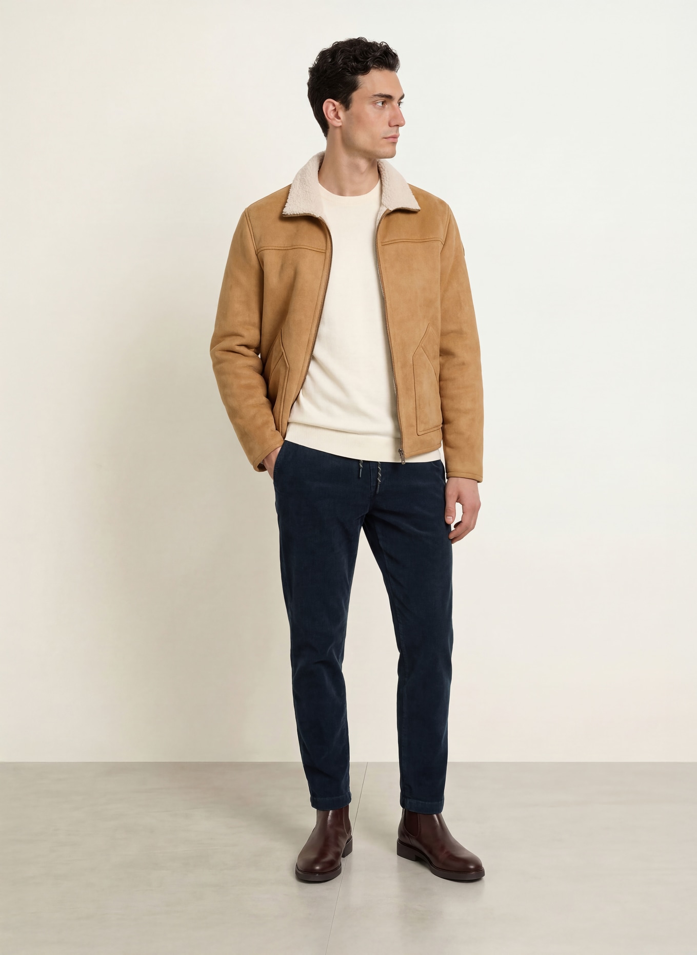 ALBERTO Cordhose JUMP im Jogging-Stil Slim Fit: DUNKELBLAU