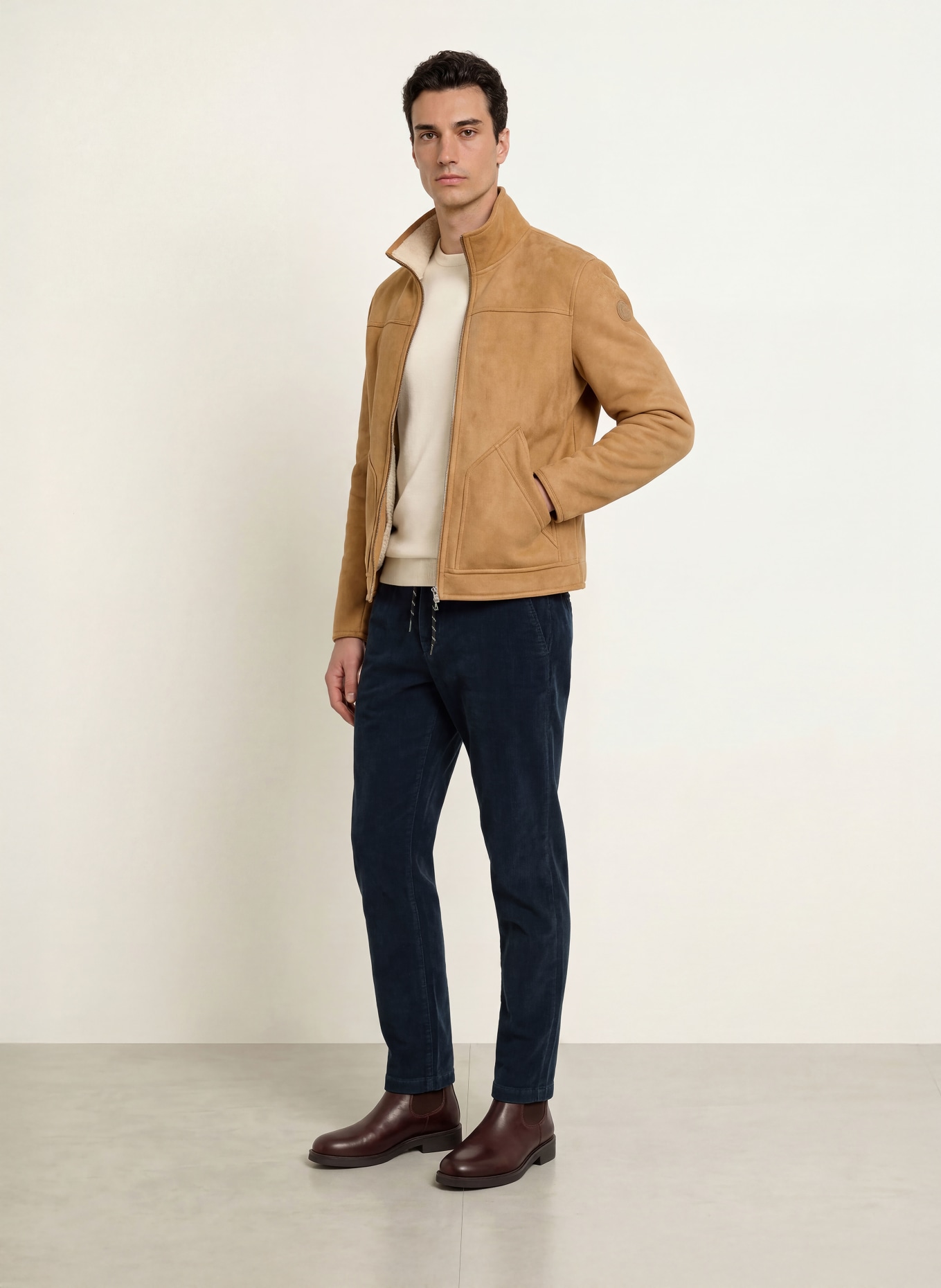 ALBERTO Cordhose JUMP im Jogging-Stil Slim Fit: DUNKELBLAU