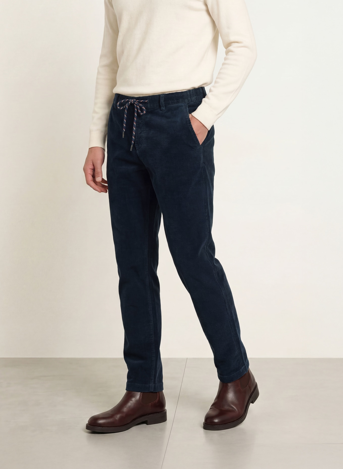 ALBERTO Cordhose JUMP im Jogging-Stil Slim Fit: DUNKELBLAU