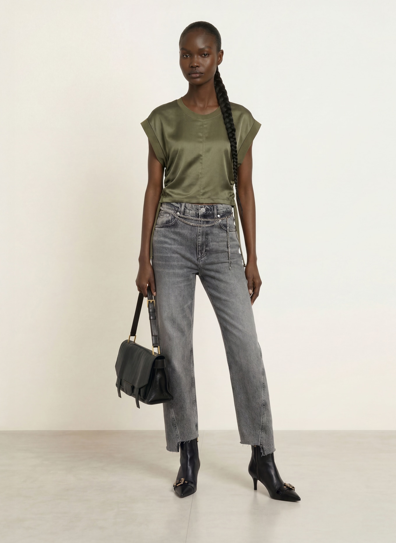 ALLSAINTS Tričko MIRA ze směsi materiálů: OLIVOVÁ