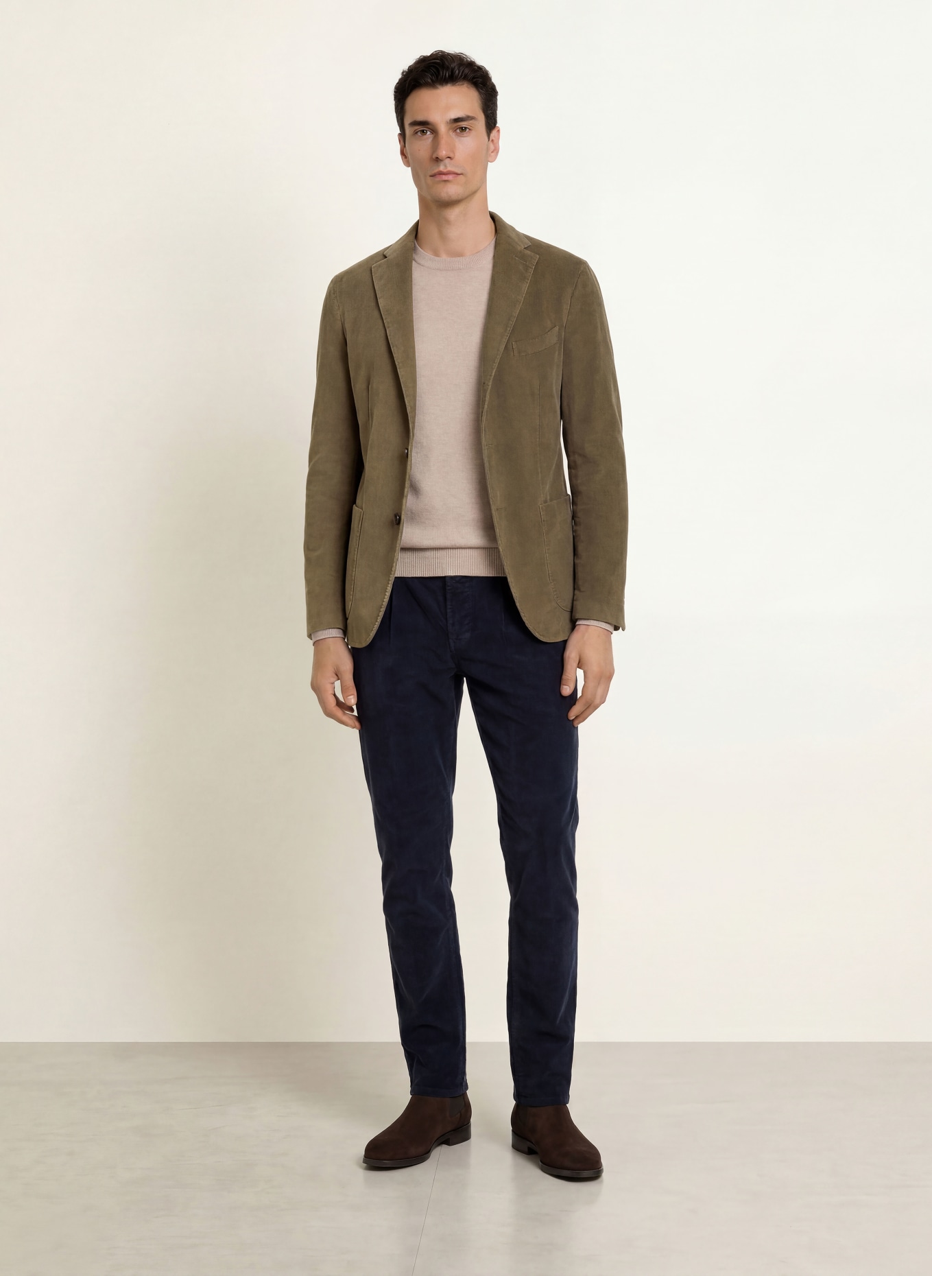 BOGLIOLI Sacou extra slim fit din velur: 464 taupe