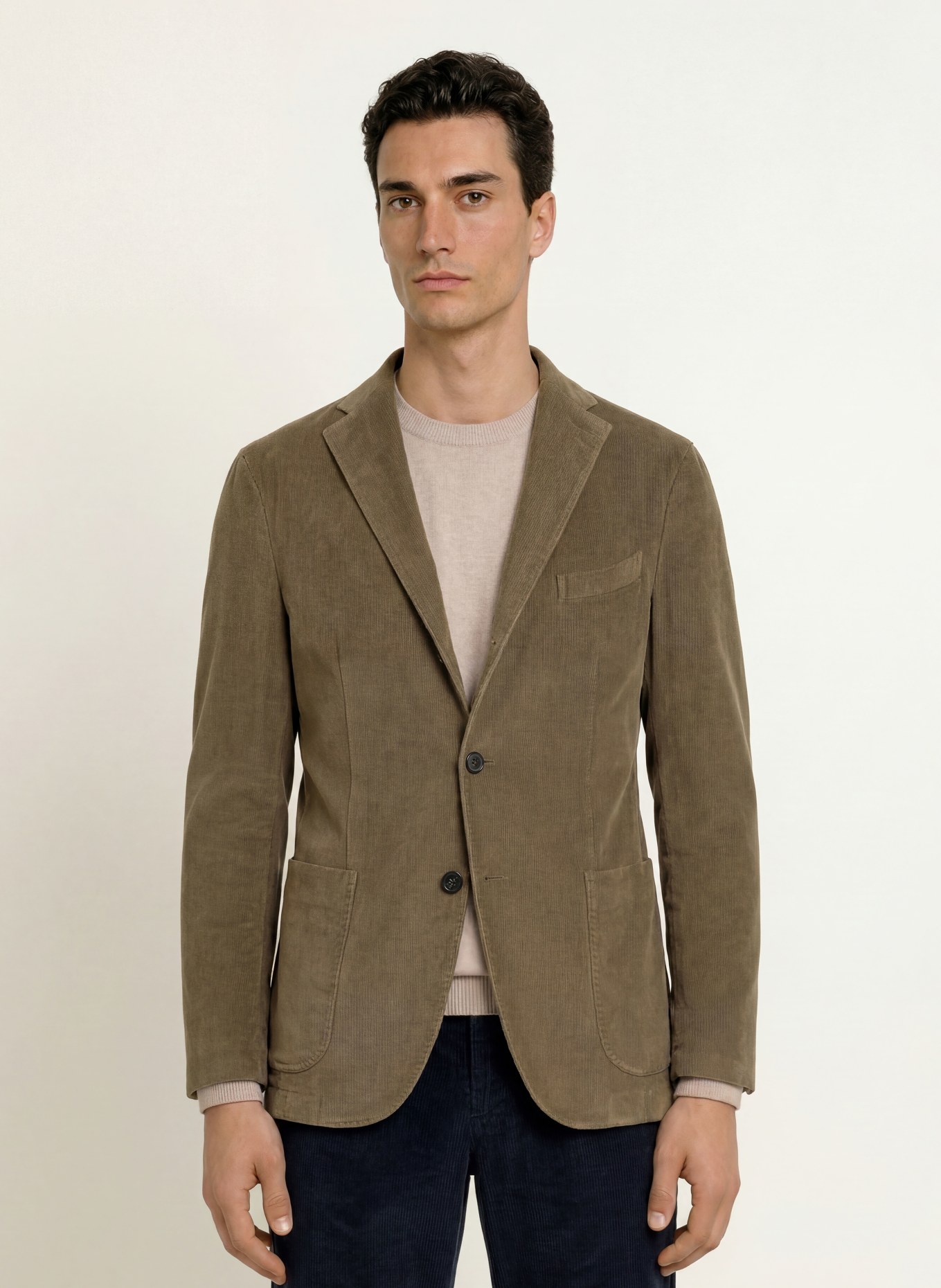 BOGLIOLI Sacou extra slim fit din velur: 464 taupe
