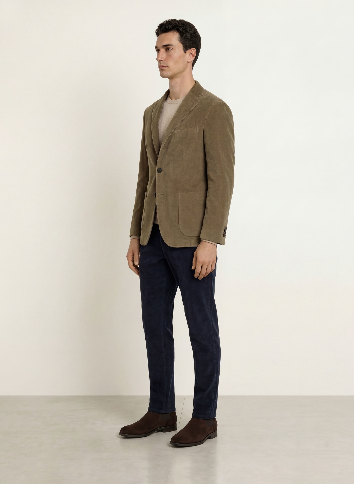 BOGLIOLI Sacou extra slim fit din velur: 464 taupe