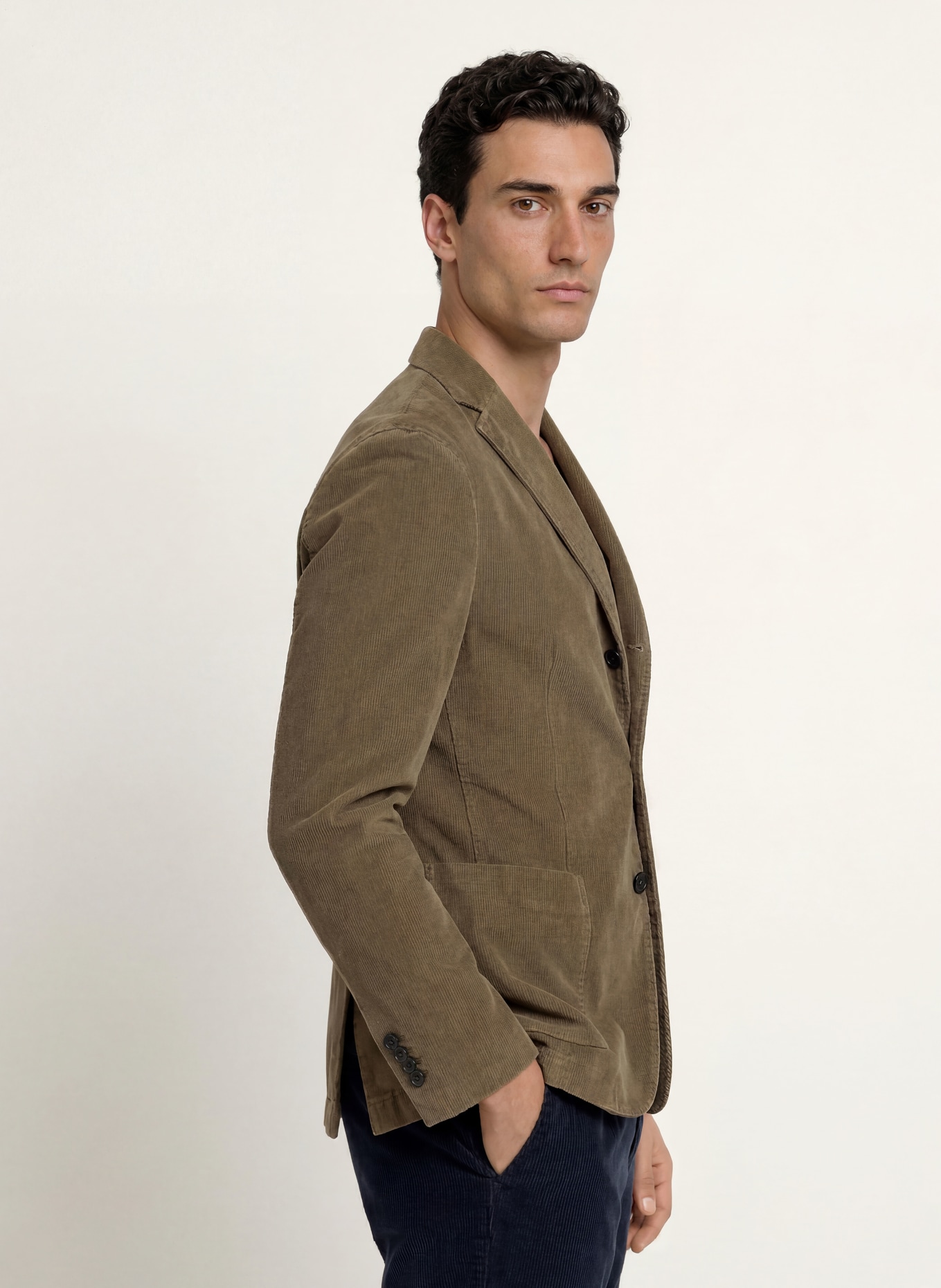BOGLIOLI Sacou extra slim fit din velur: 464 taupe