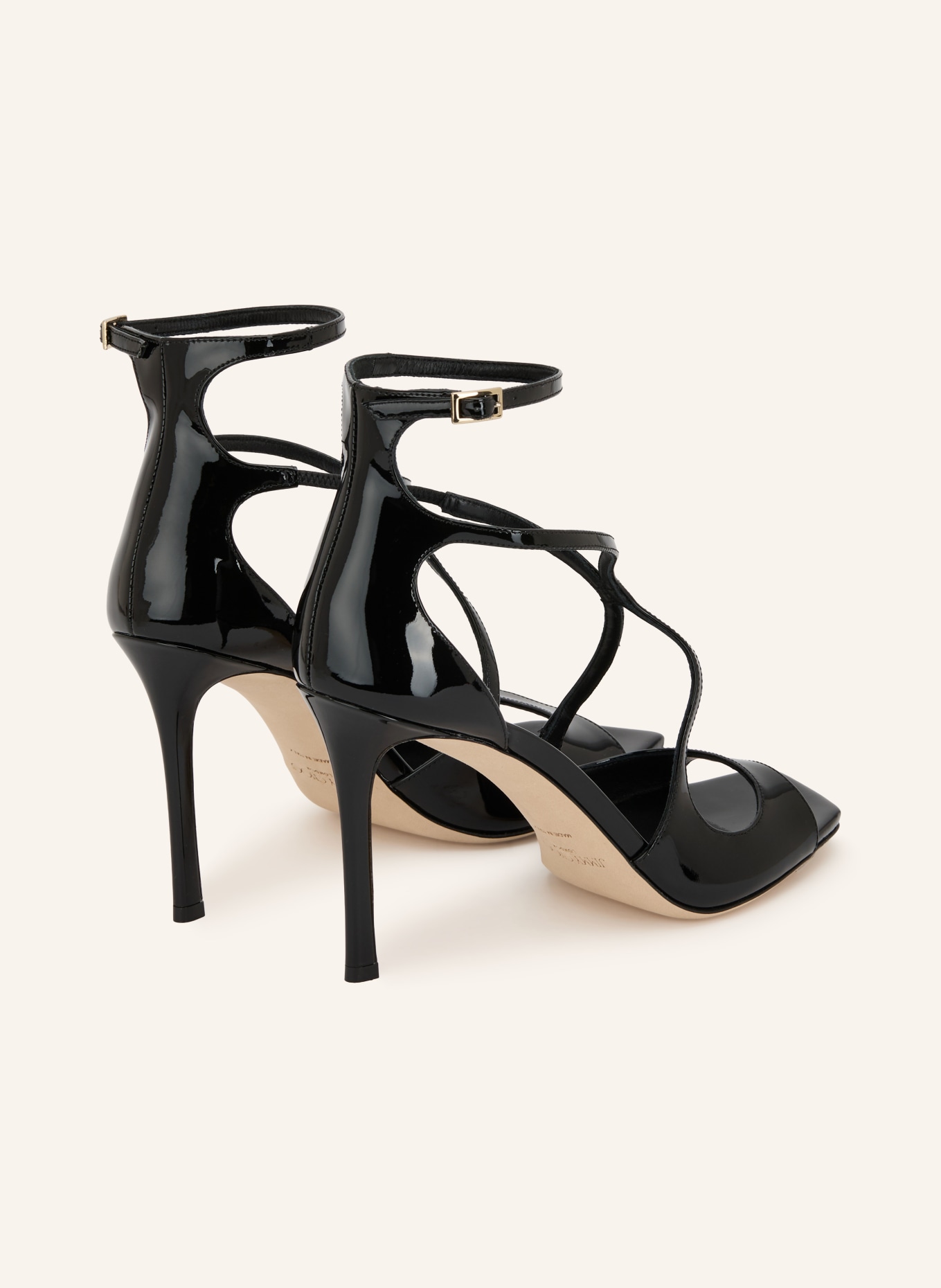 JIMMY CHOO Patent sandals AIZA 95: BLACK