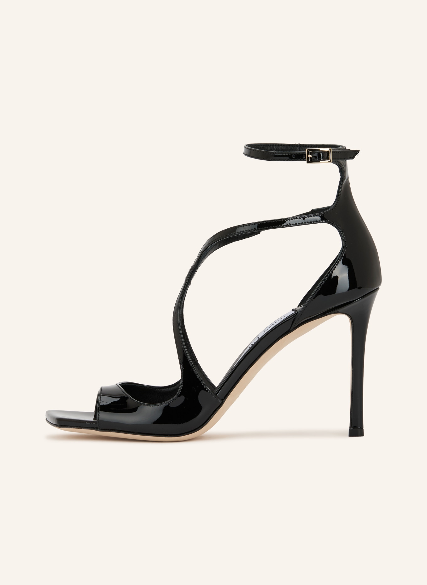 JIMMY CHOO Patent sandals AIZA 95: BLACK