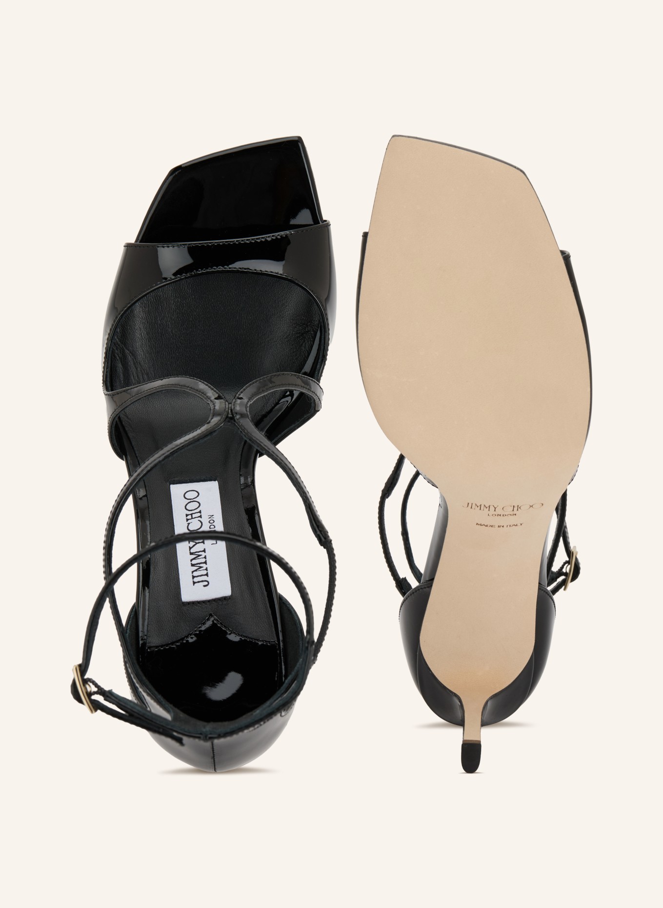JIMMY CHOO Patent sandals AIZA 95: BLACK