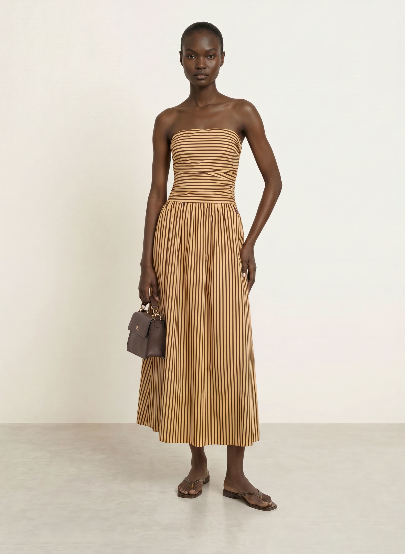 FAITHFULL THE BRAND Off-shoulder jurk VERA: LICHTBRUIN / BRUIN