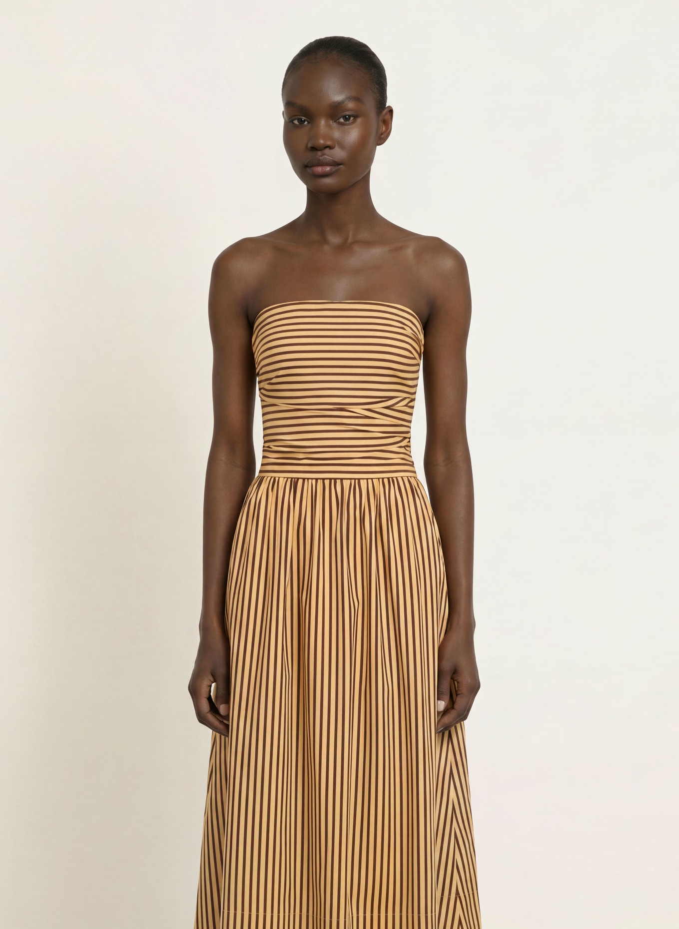 FAITHFULL THE BRAND Off-shoulder jurk VERA: LICHTBRUIN / BRUIN