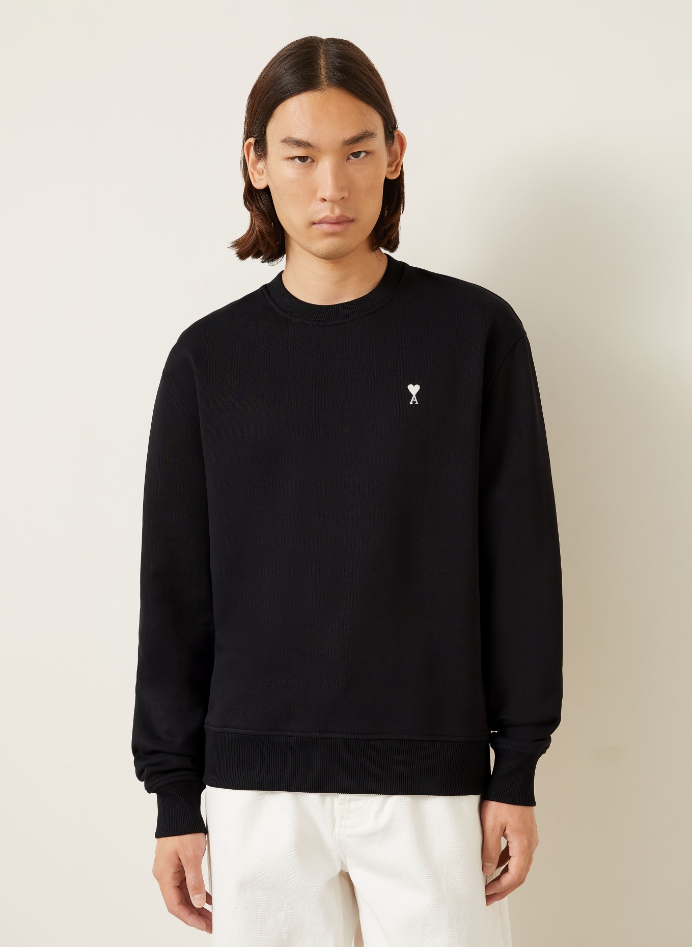 AMI PARIS Sweatshirt MOLLETON: SCHWARZ / WEISS