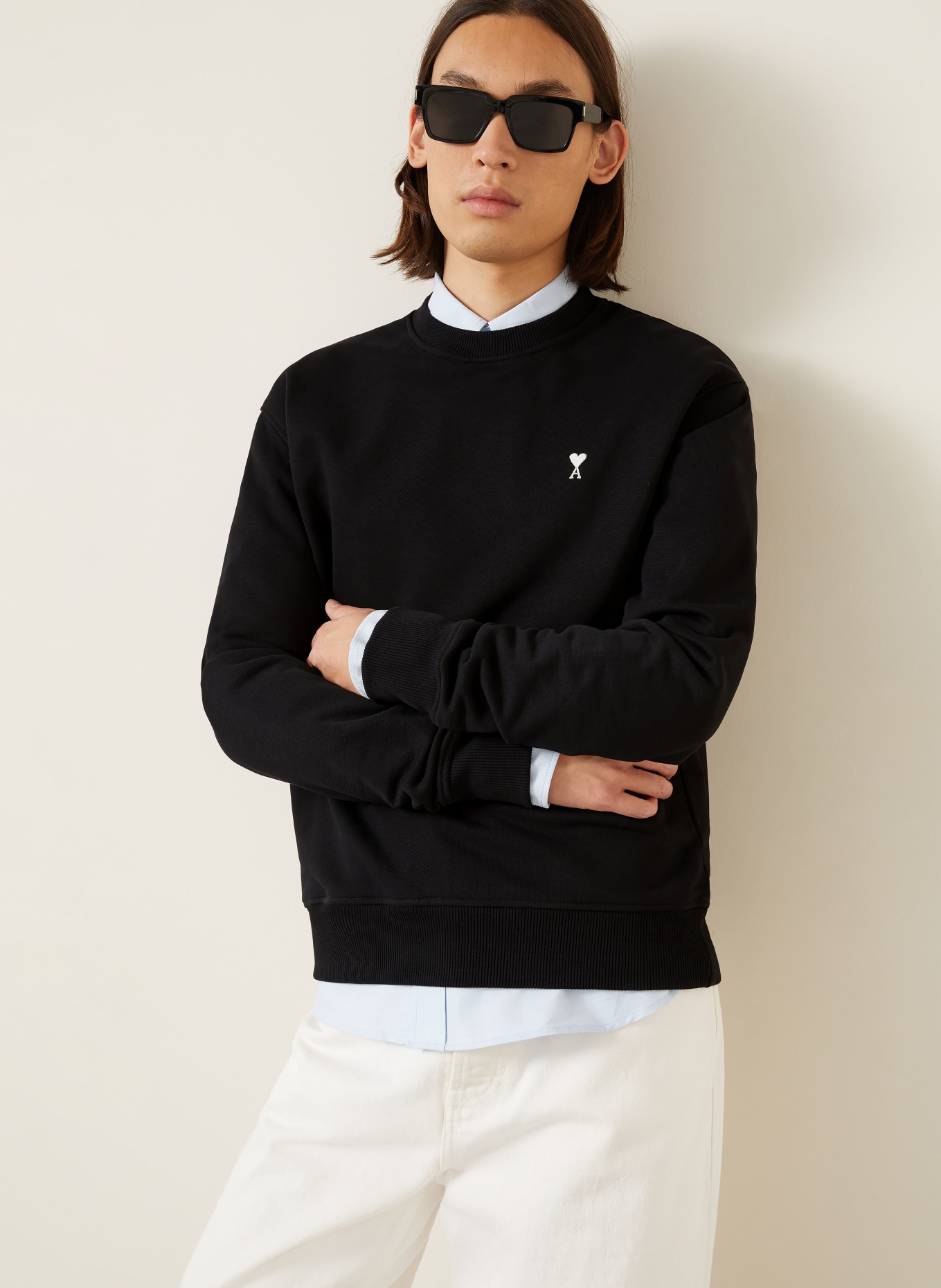 AMI PARIS Sweatshirt MOLLETON: SCHWARZ / WEISS